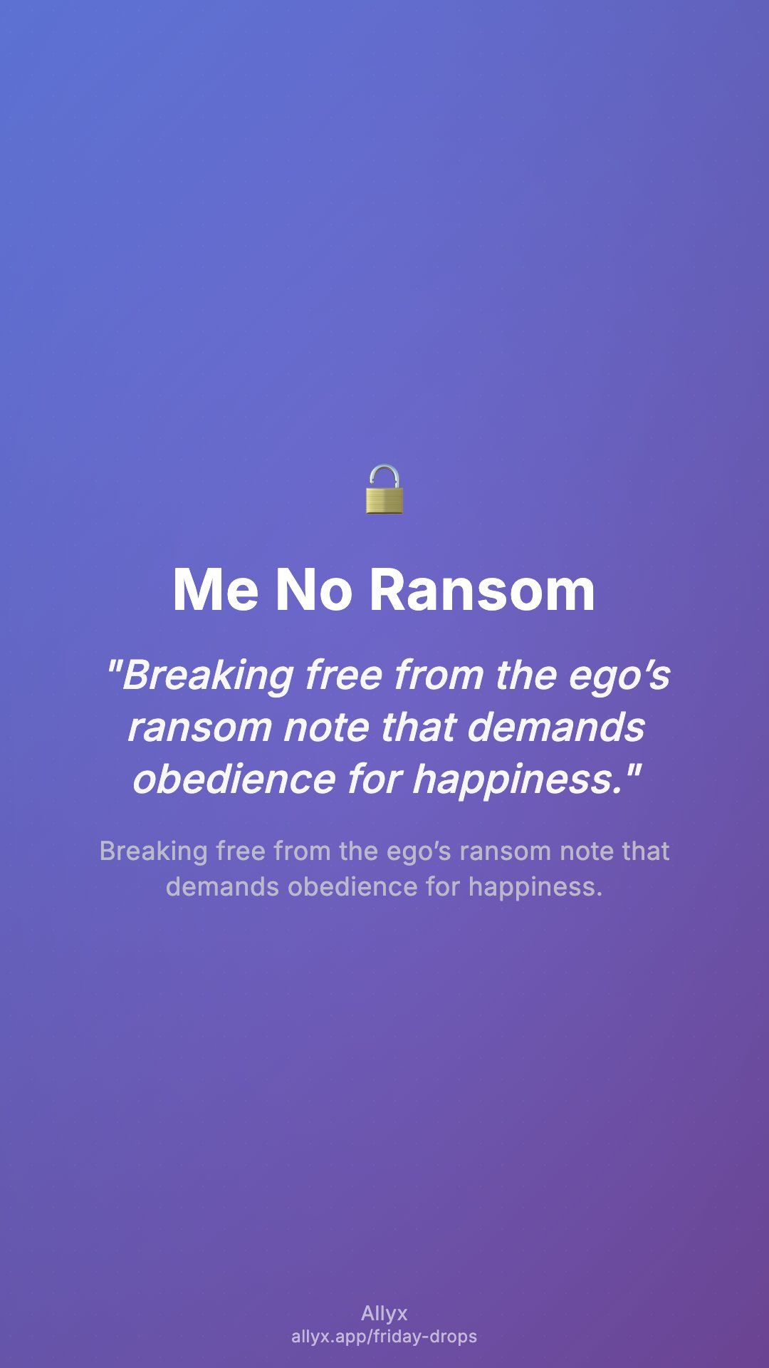 Shareable story card for Me No Ransom