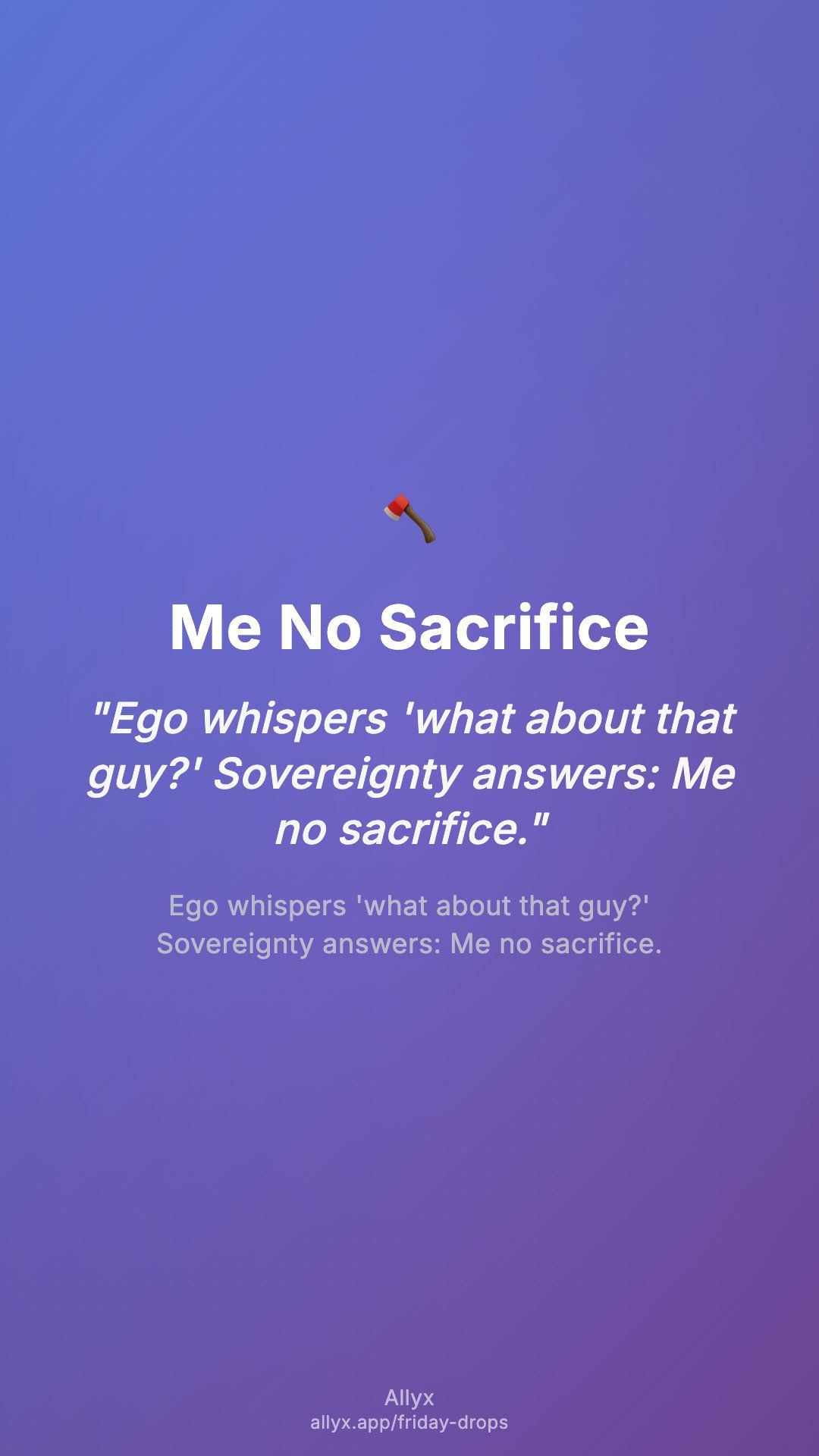 Shareable story card for Me No Sacrifice