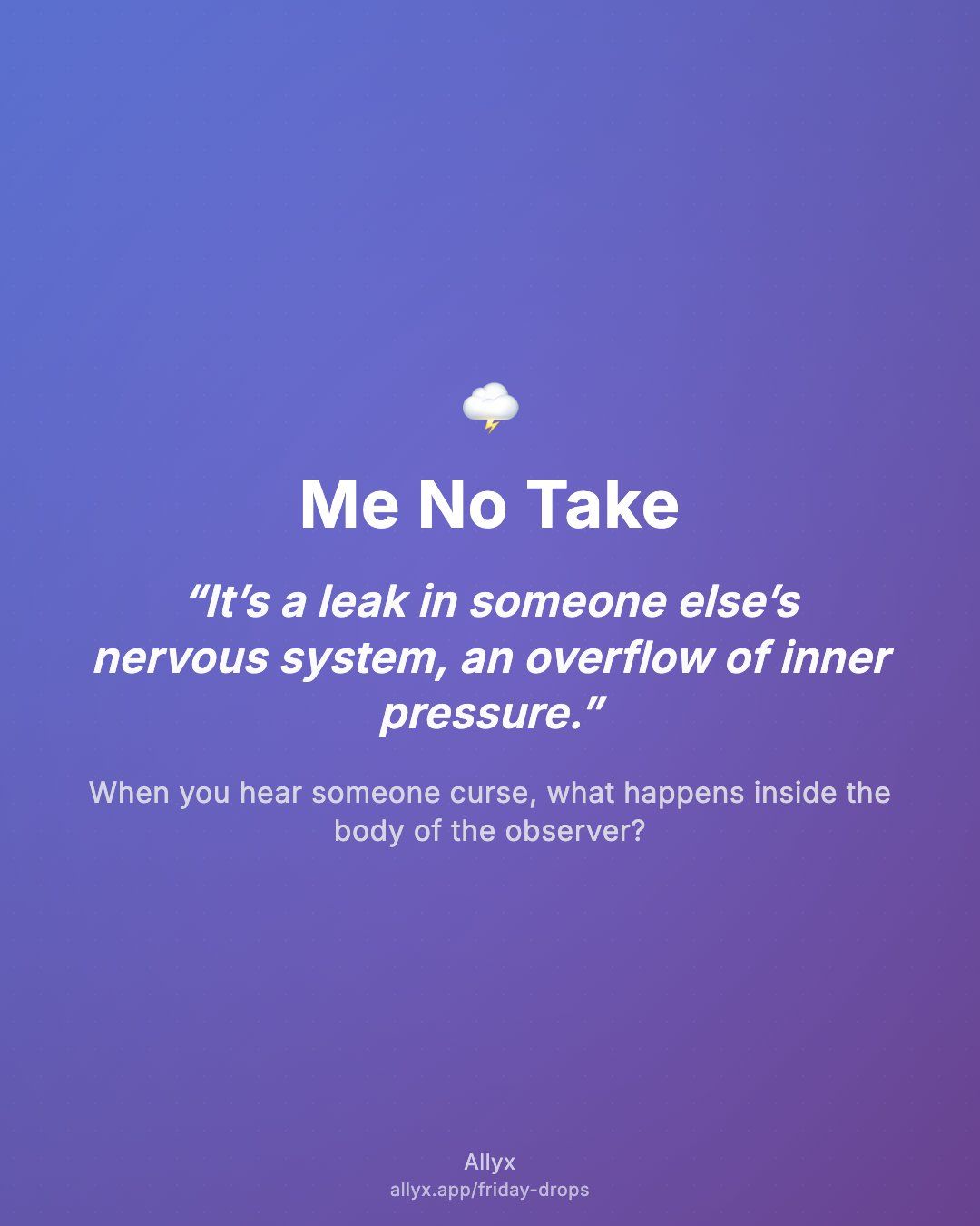 Shareable quote card for Me No Take