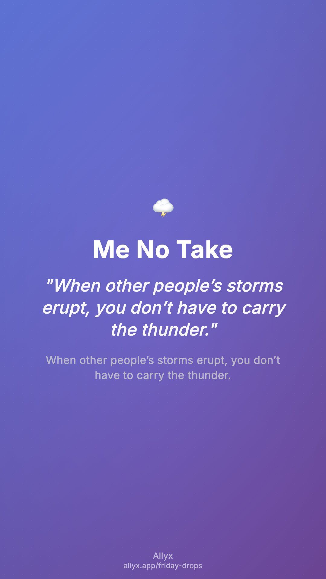 Shareable story card for Me No Take