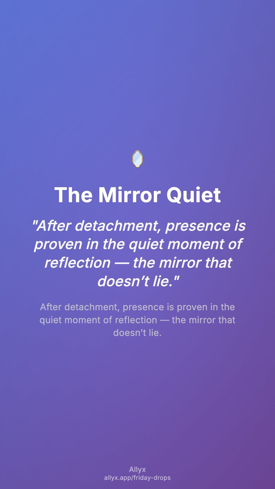 Shareable story card for The Mirror Quiet
