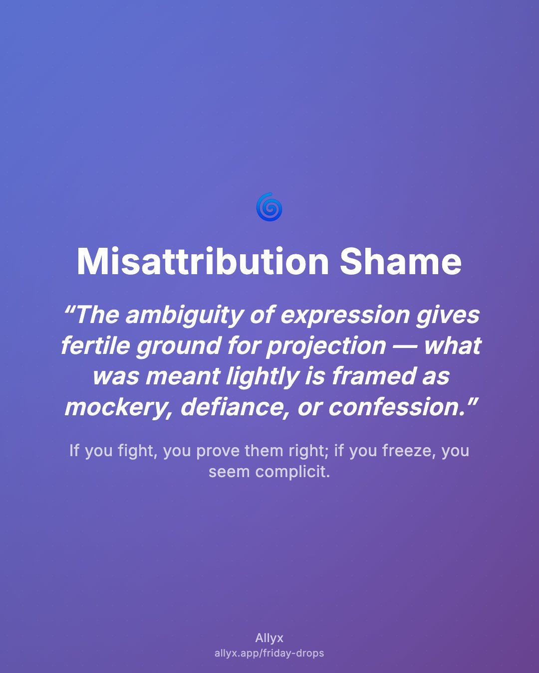 Shareable quote card for Misattribution Shame