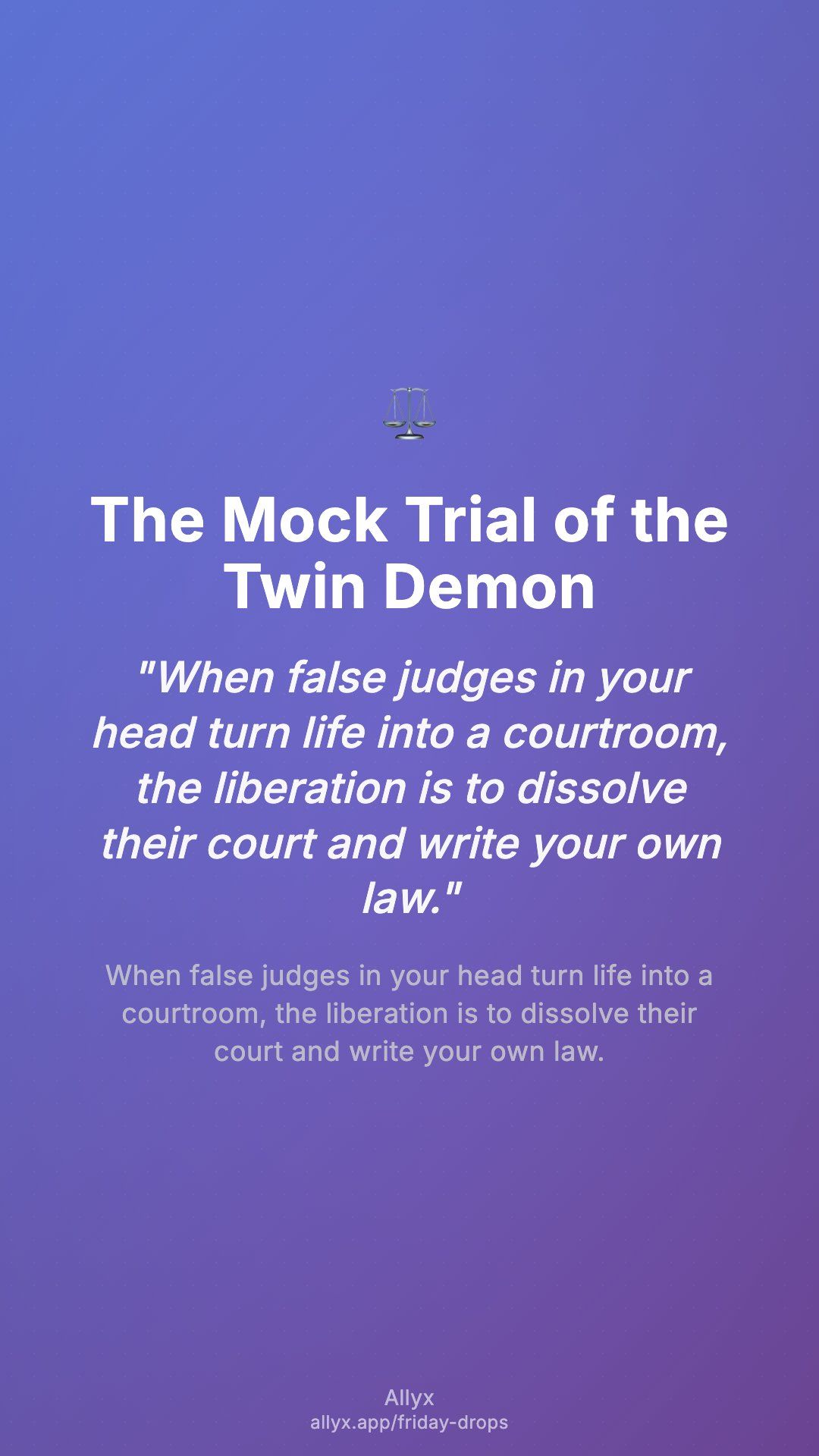 Shareable story card for The Mock Trial of the Twin Demon