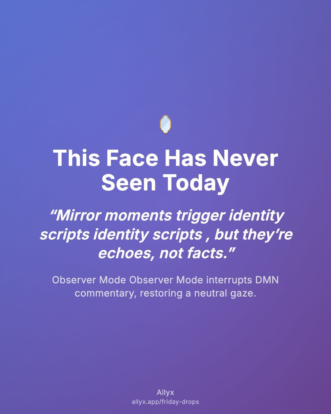 Shareable quote card for This Face Has Never Seen Today