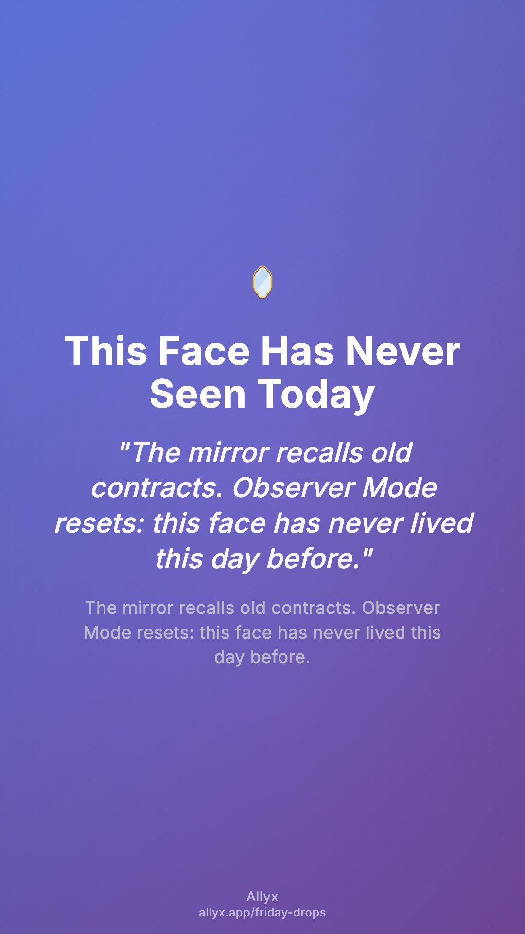 Shareable story card for This Face Has Never Seen Today