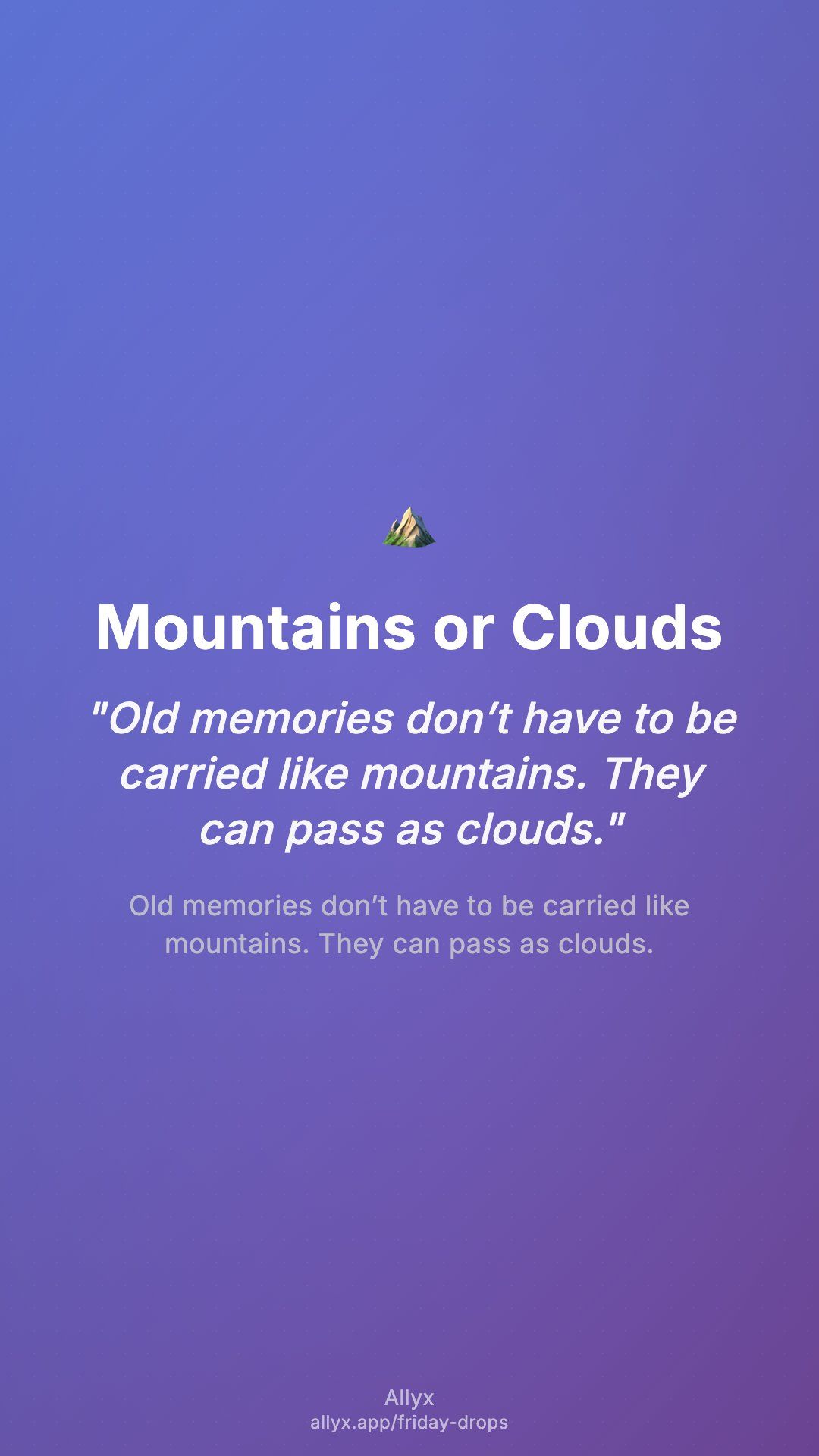 Shareable story card for Mountains or Clouds