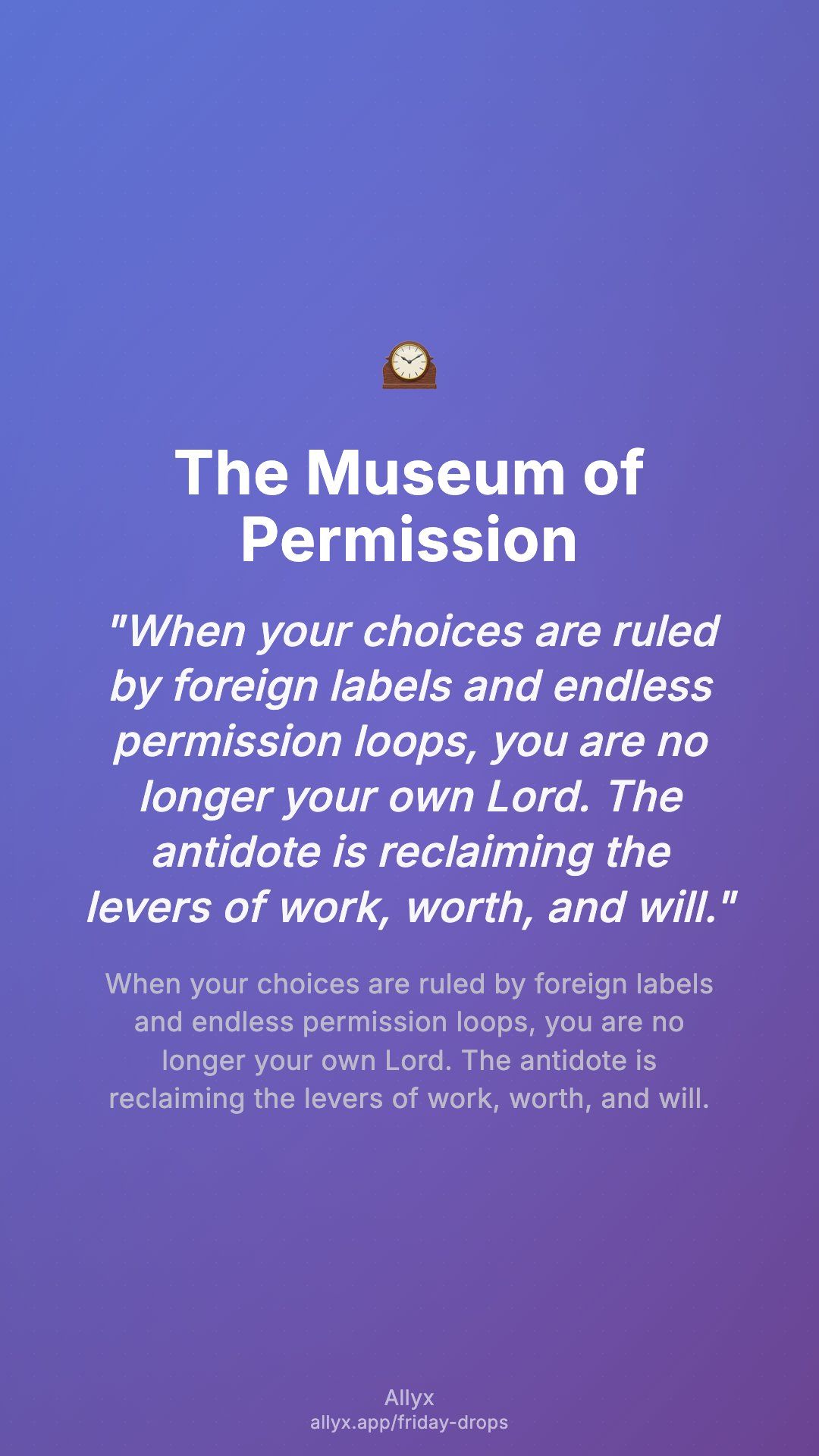 Shareable story card for The Museum of Permission