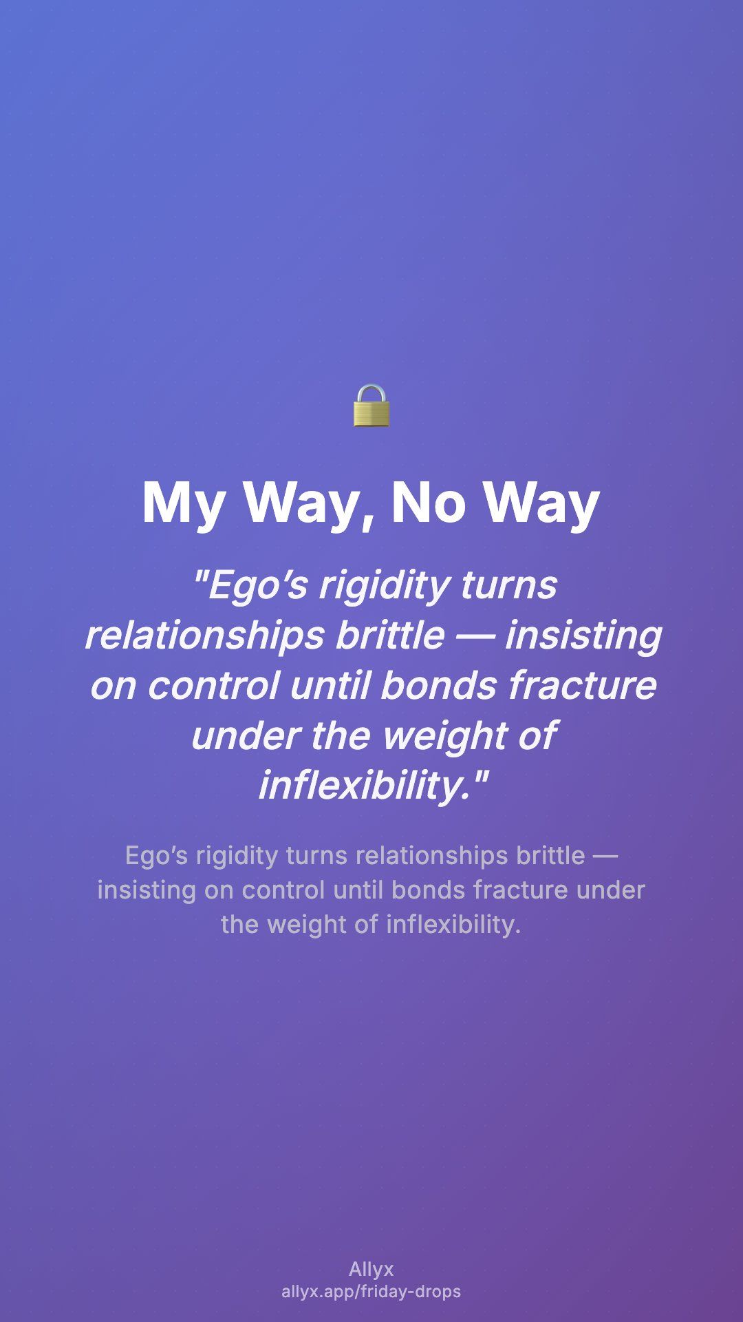 Shareable story card for My Way, No Way