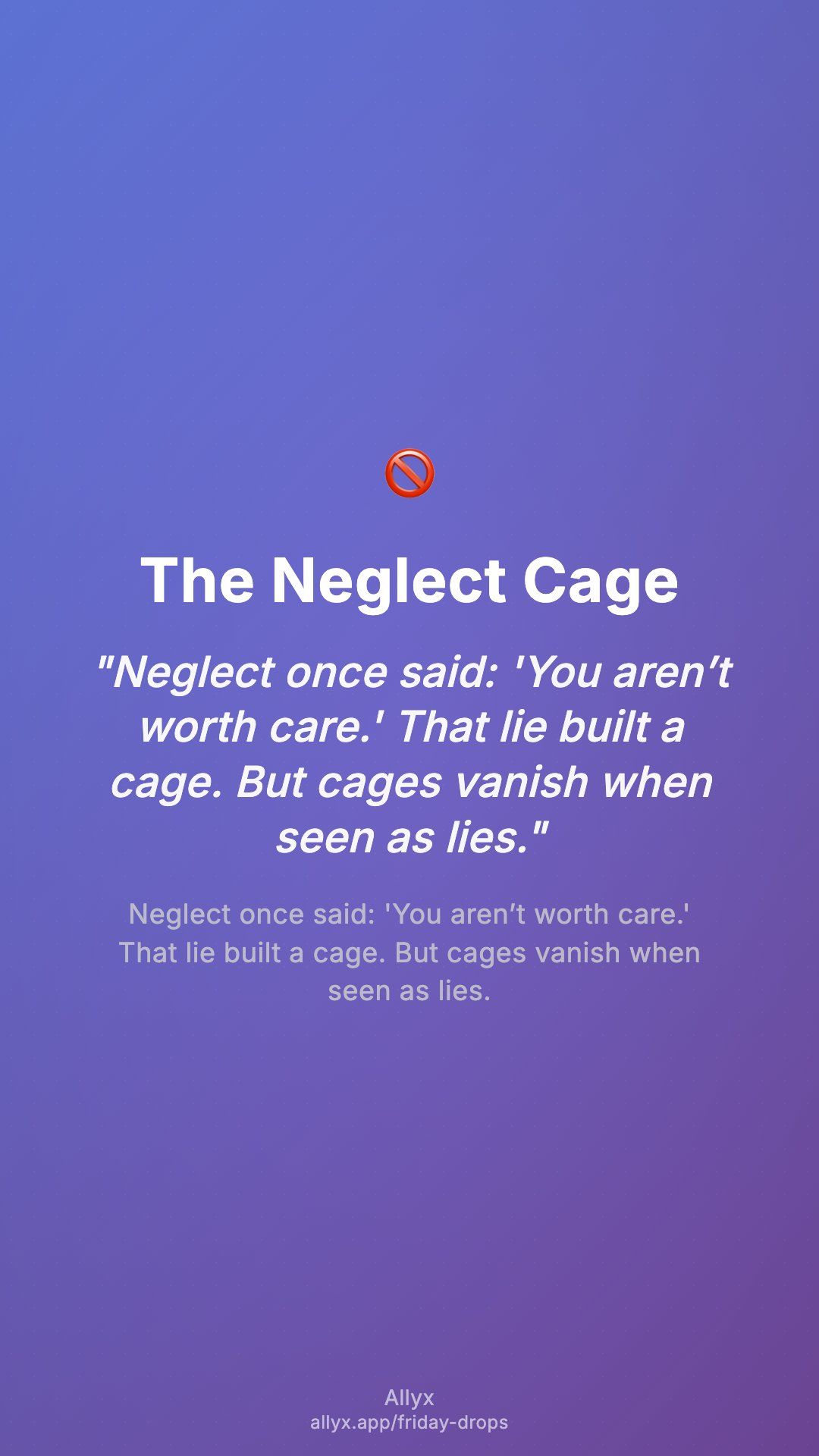 Shareable story card for The Neglect Cage
