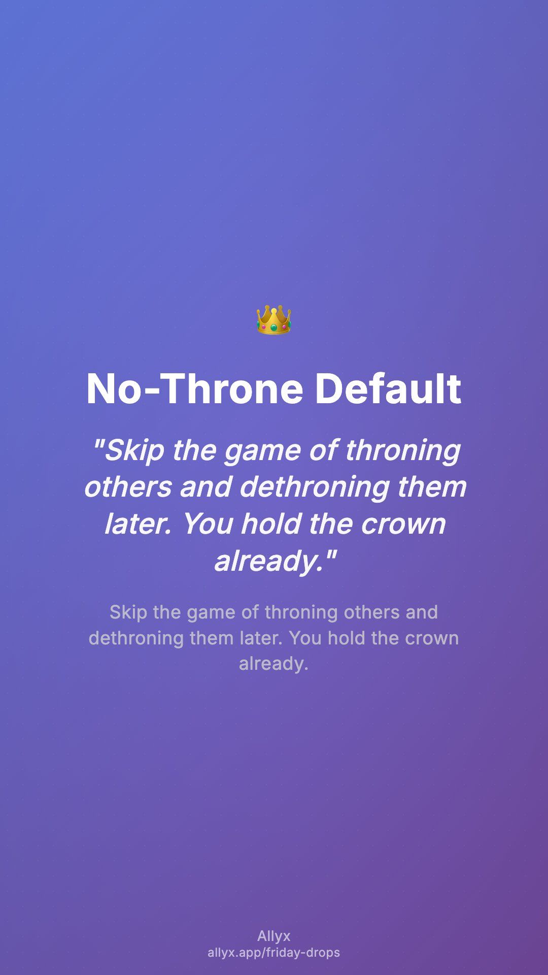 Shareable story card for No-Throne Default