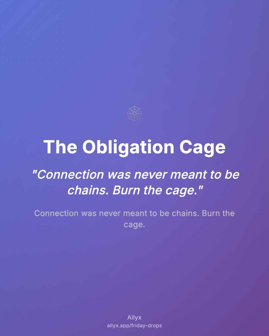 Shareable quote card for The Obligation Cage