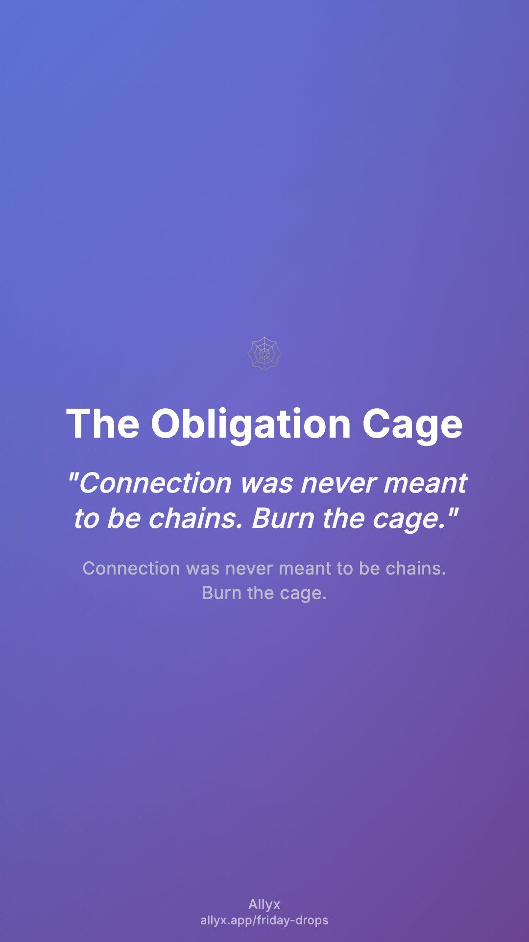 Shareable story card for The Obligation Cage