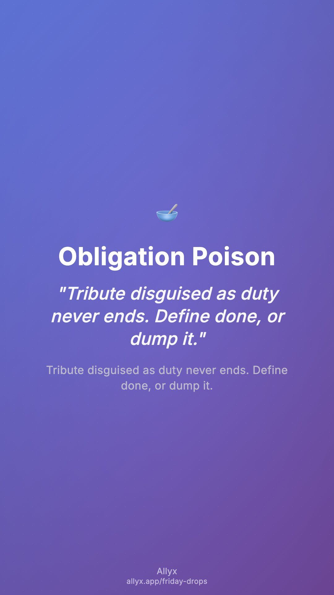 Shareable story card for Obligation Poison