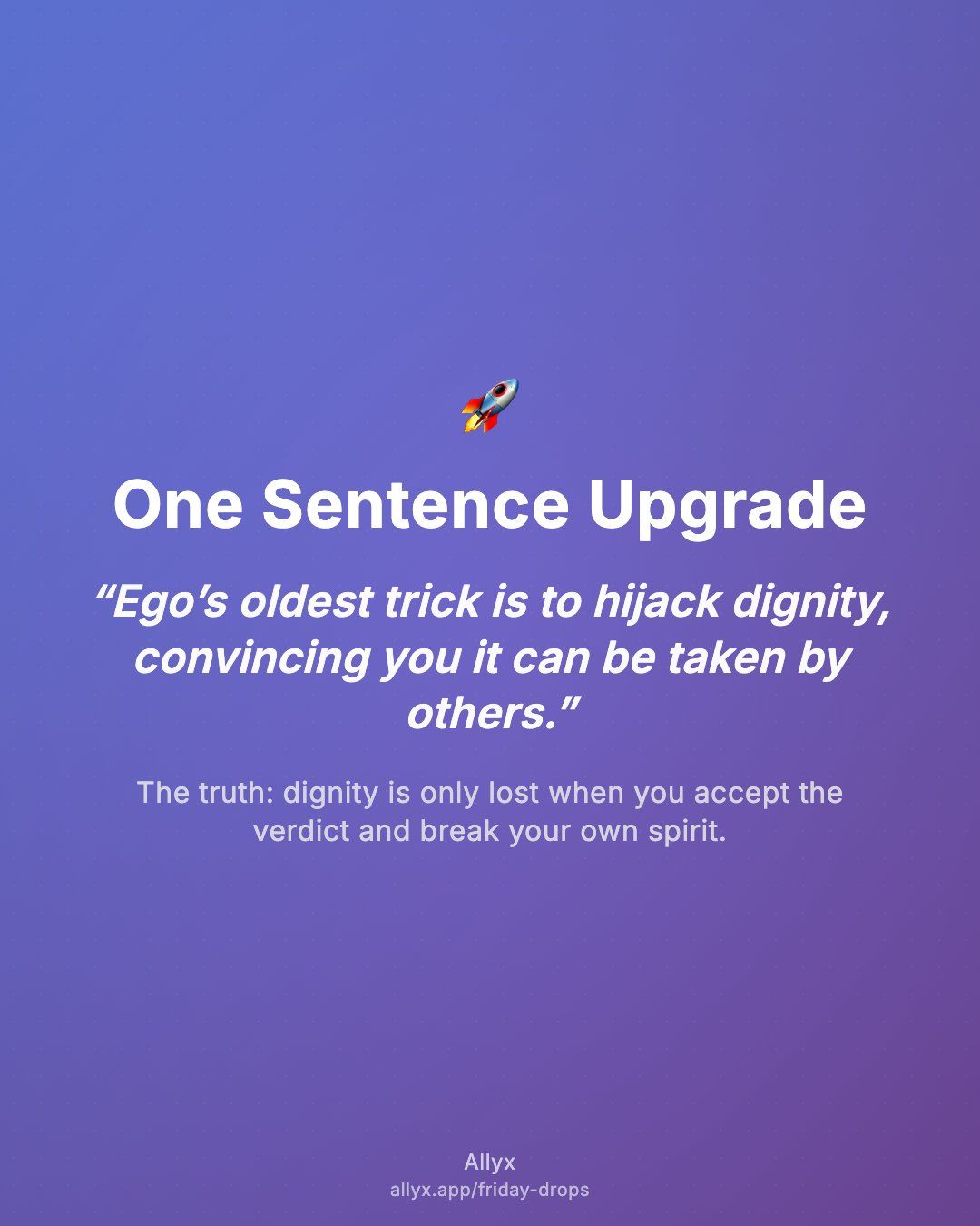 Shareable quote card for One Sentence Upgrade