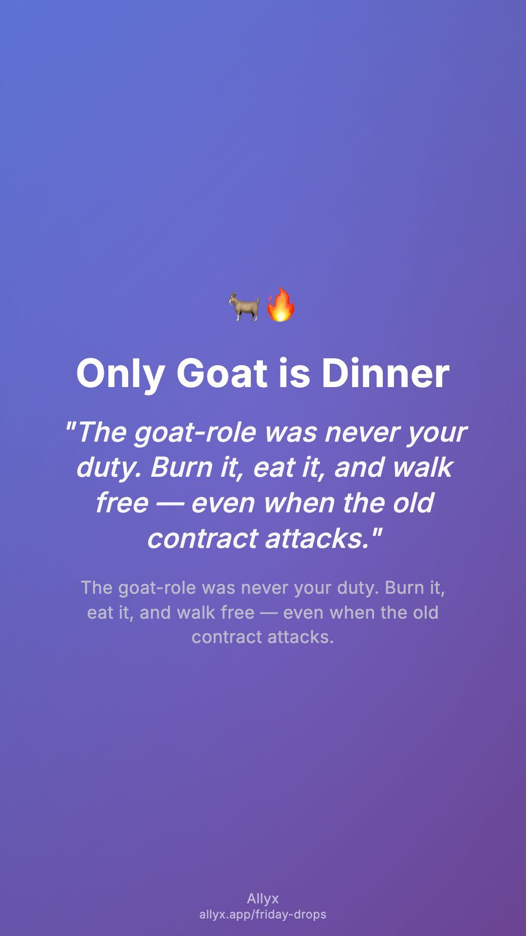 Shareable story card for Only Goat is Dinner