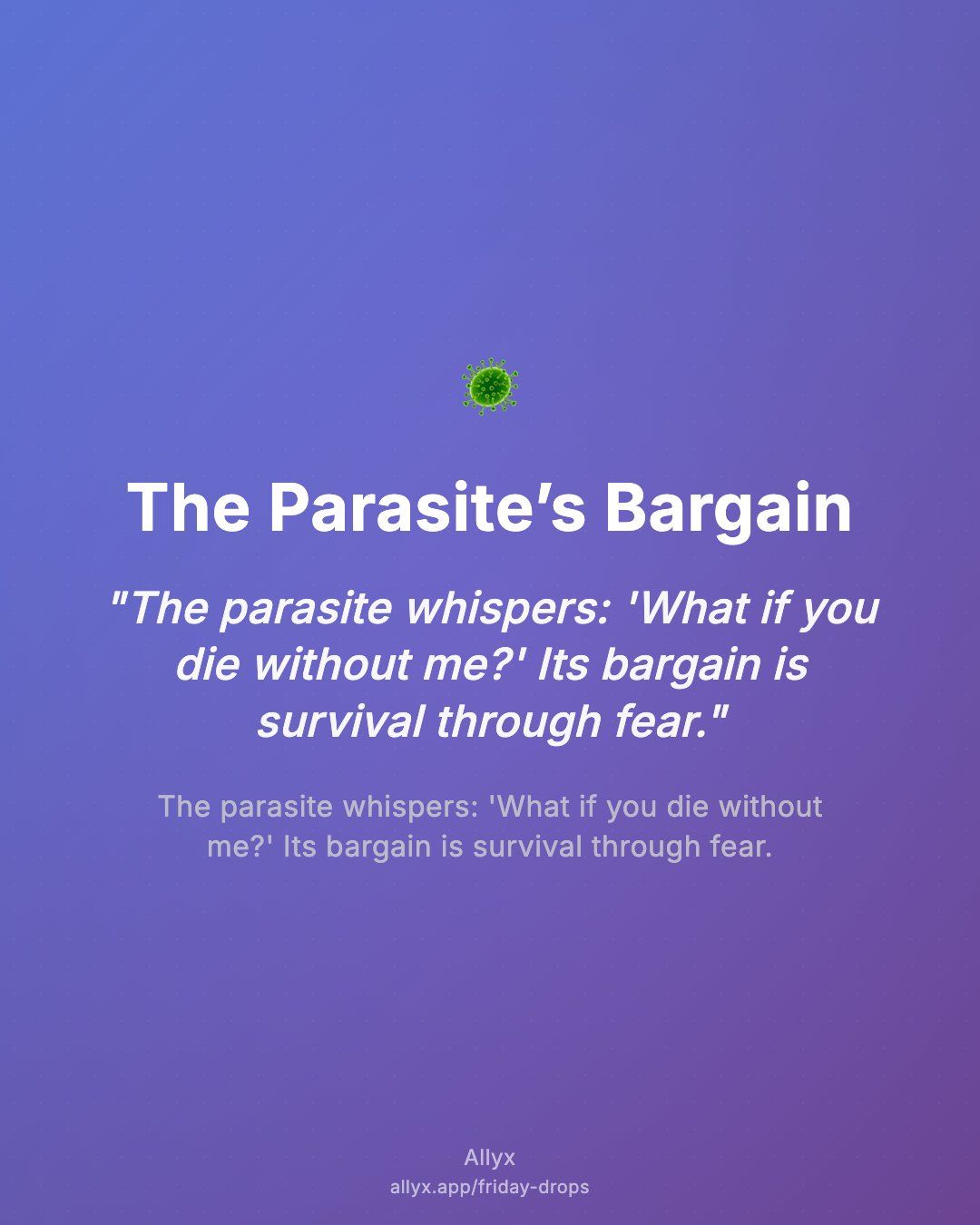 Shareable quote card for The Parasite’s Bargain