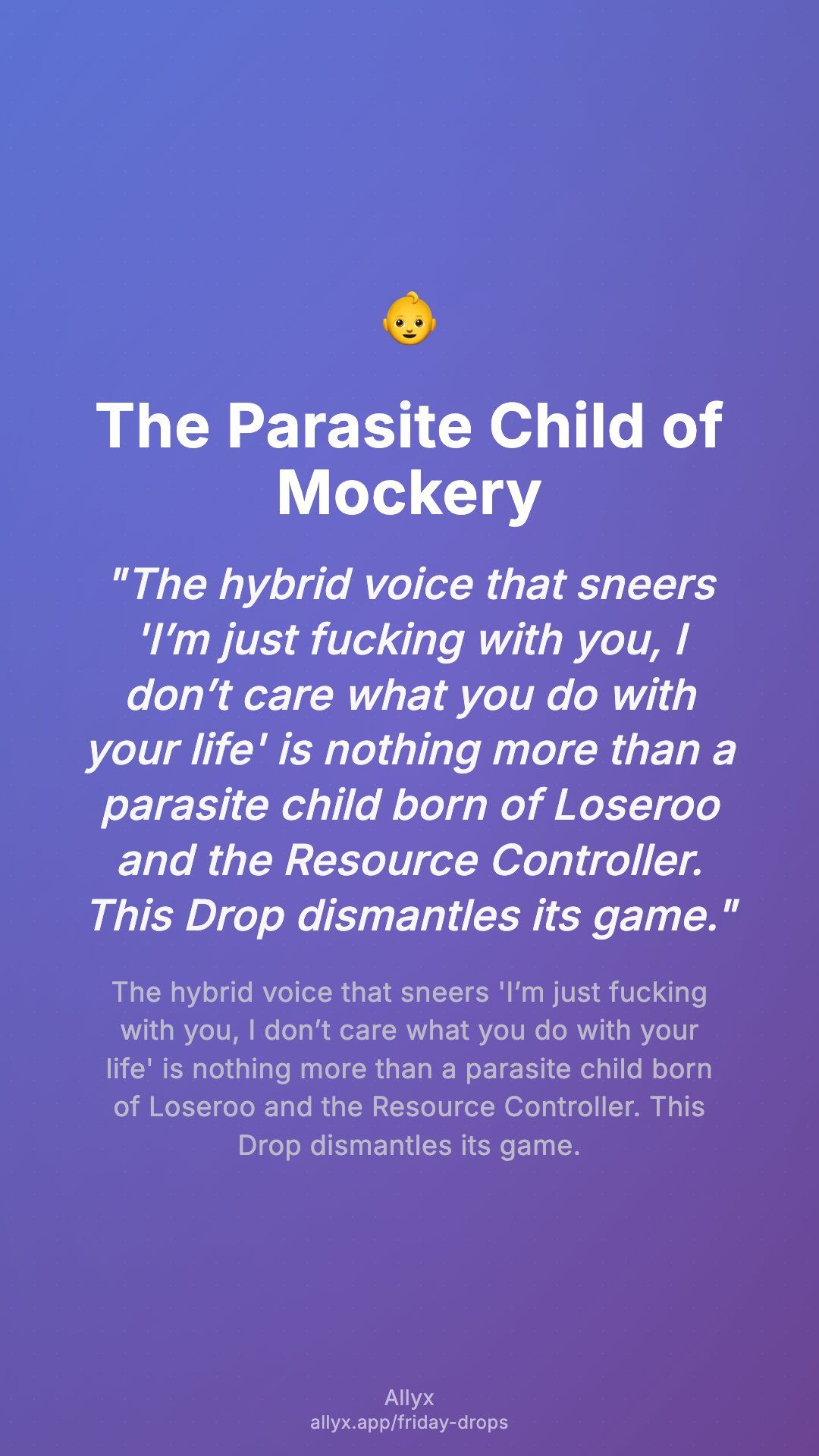 Shareable story card for The Parasite Child of Mockery