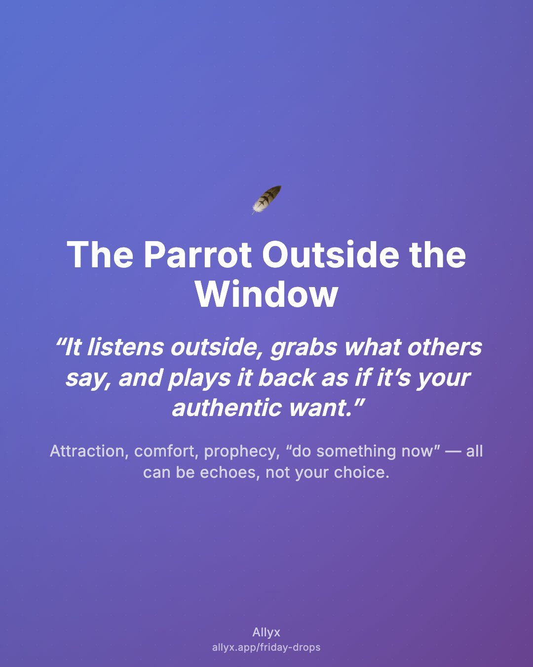 Shareable quote card for The Parrot Outside the Window