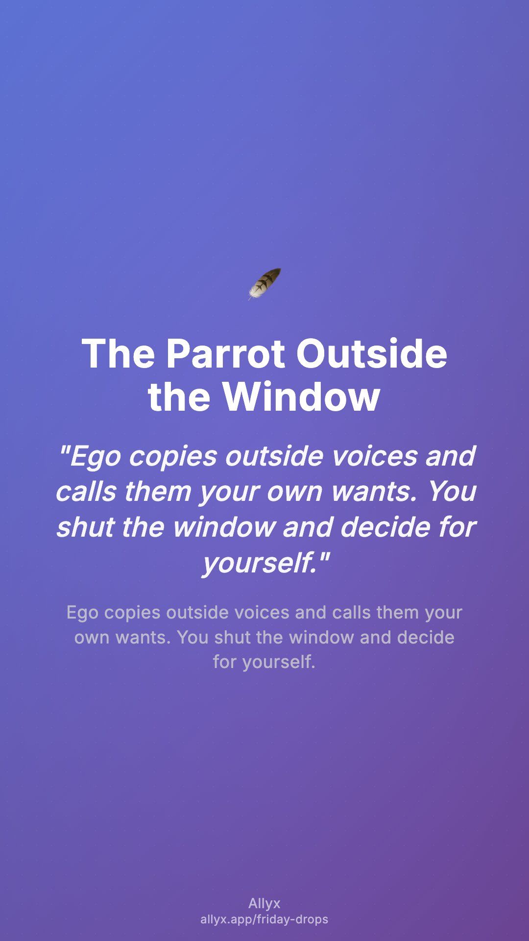 Shareable story card for The Parrot Outside the Window