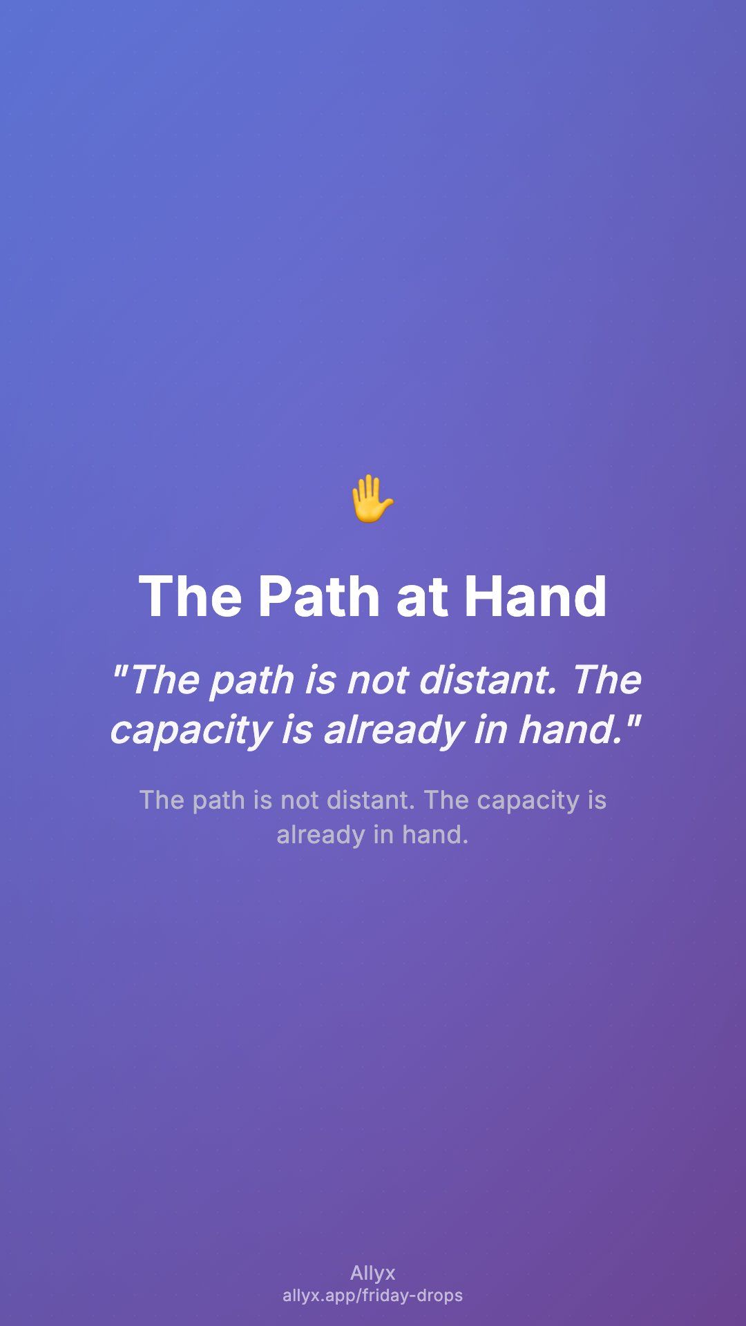 Shareable story card for The Path at Hand