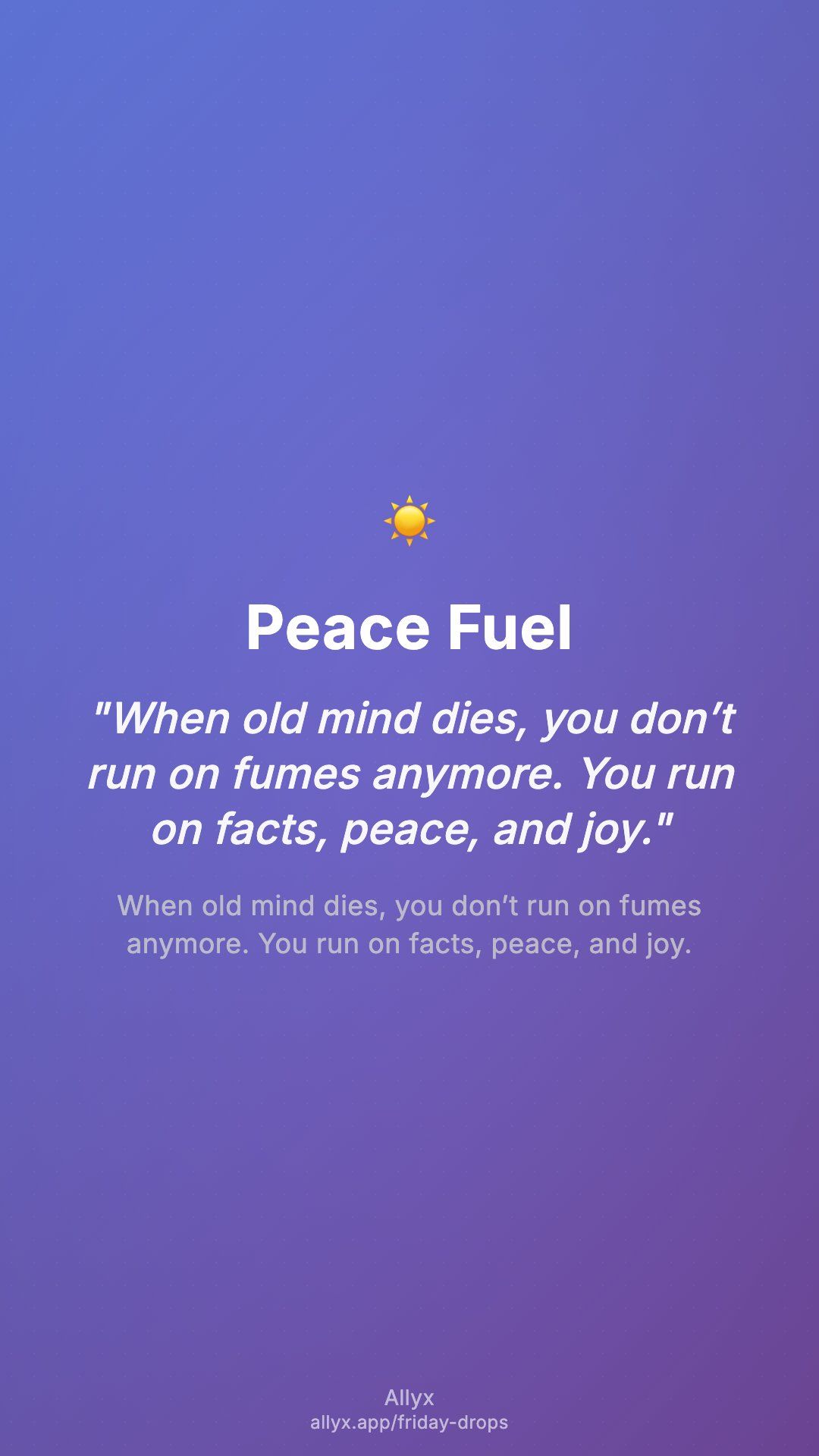 Shareable story card for Peace Fuel