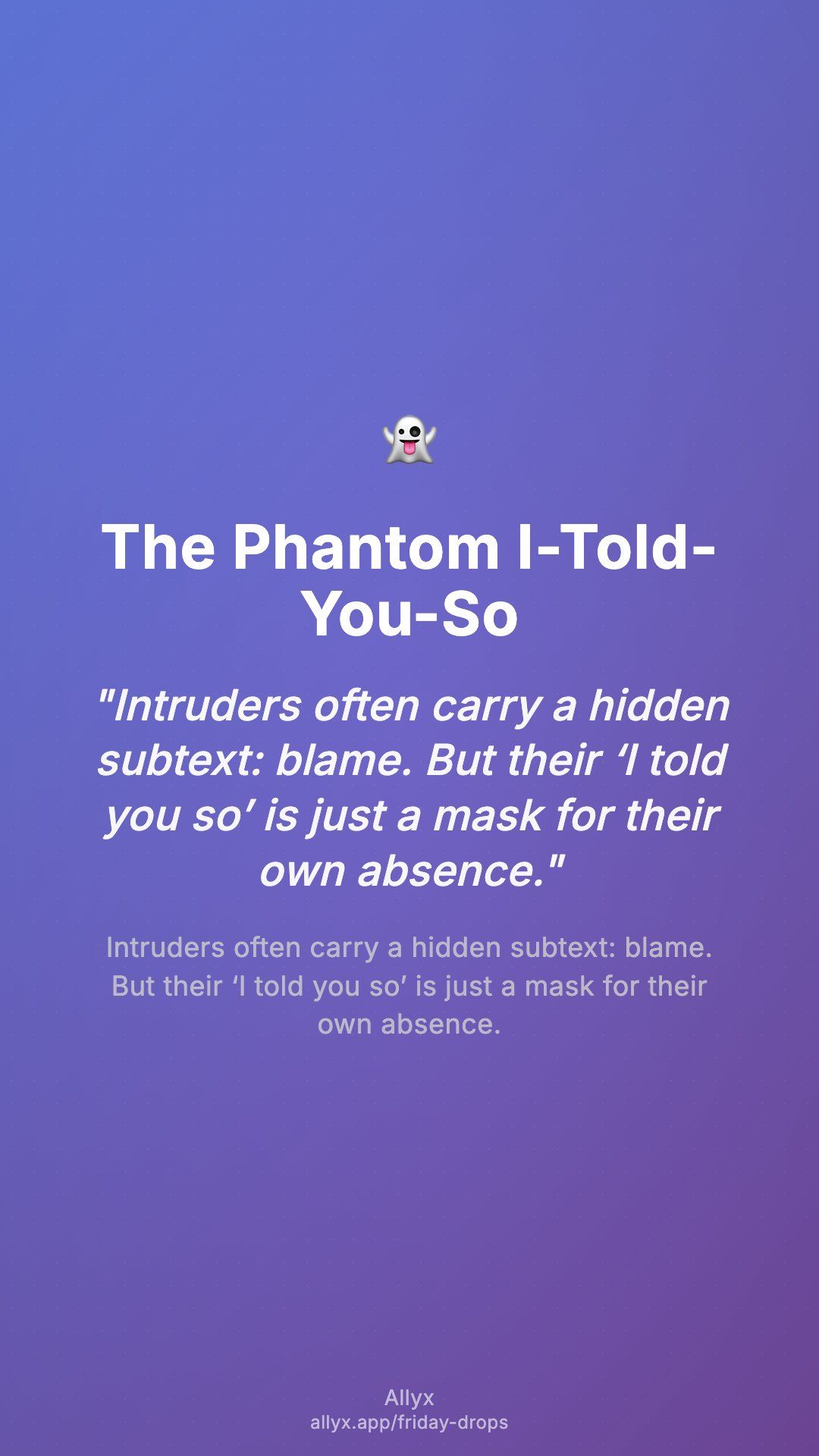 Shareable story card for The Phantom I-Told-You-So