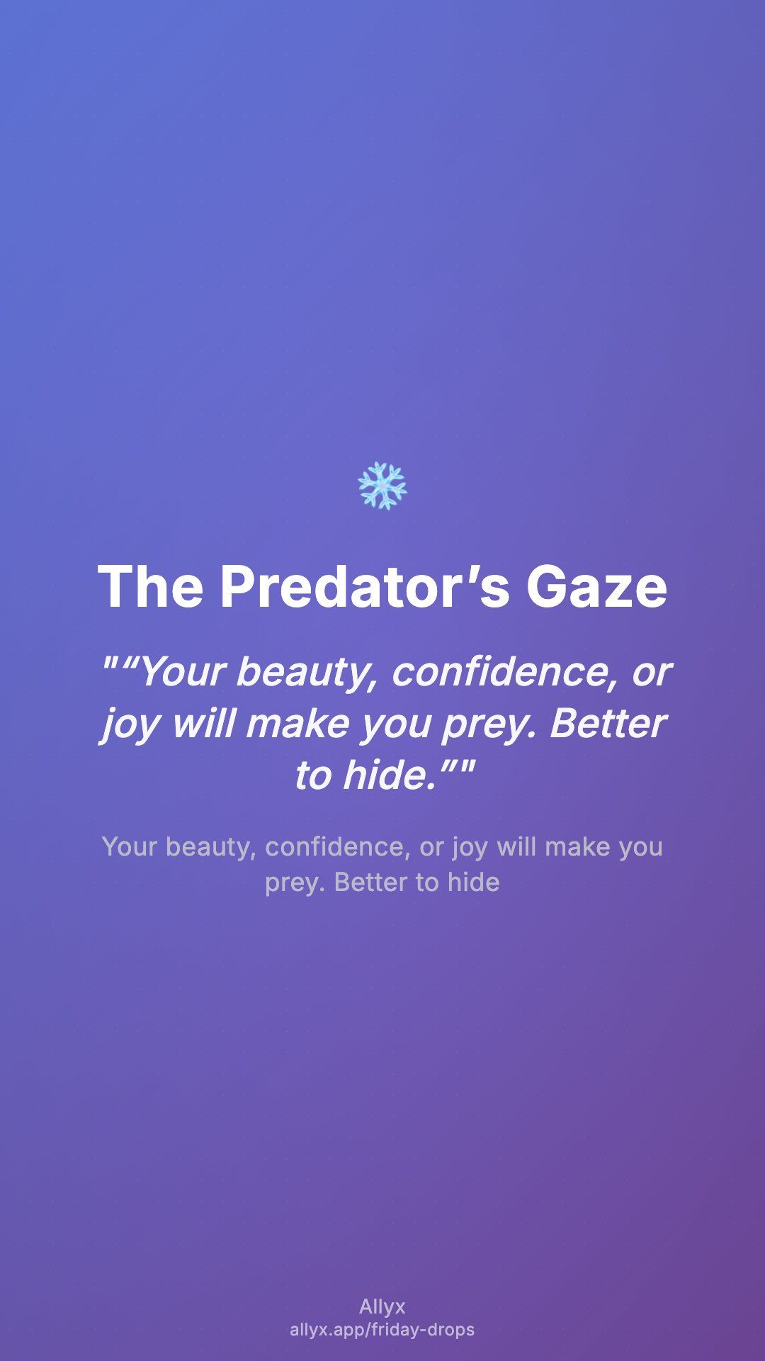 Shareable story card for The Predator’s Gaze