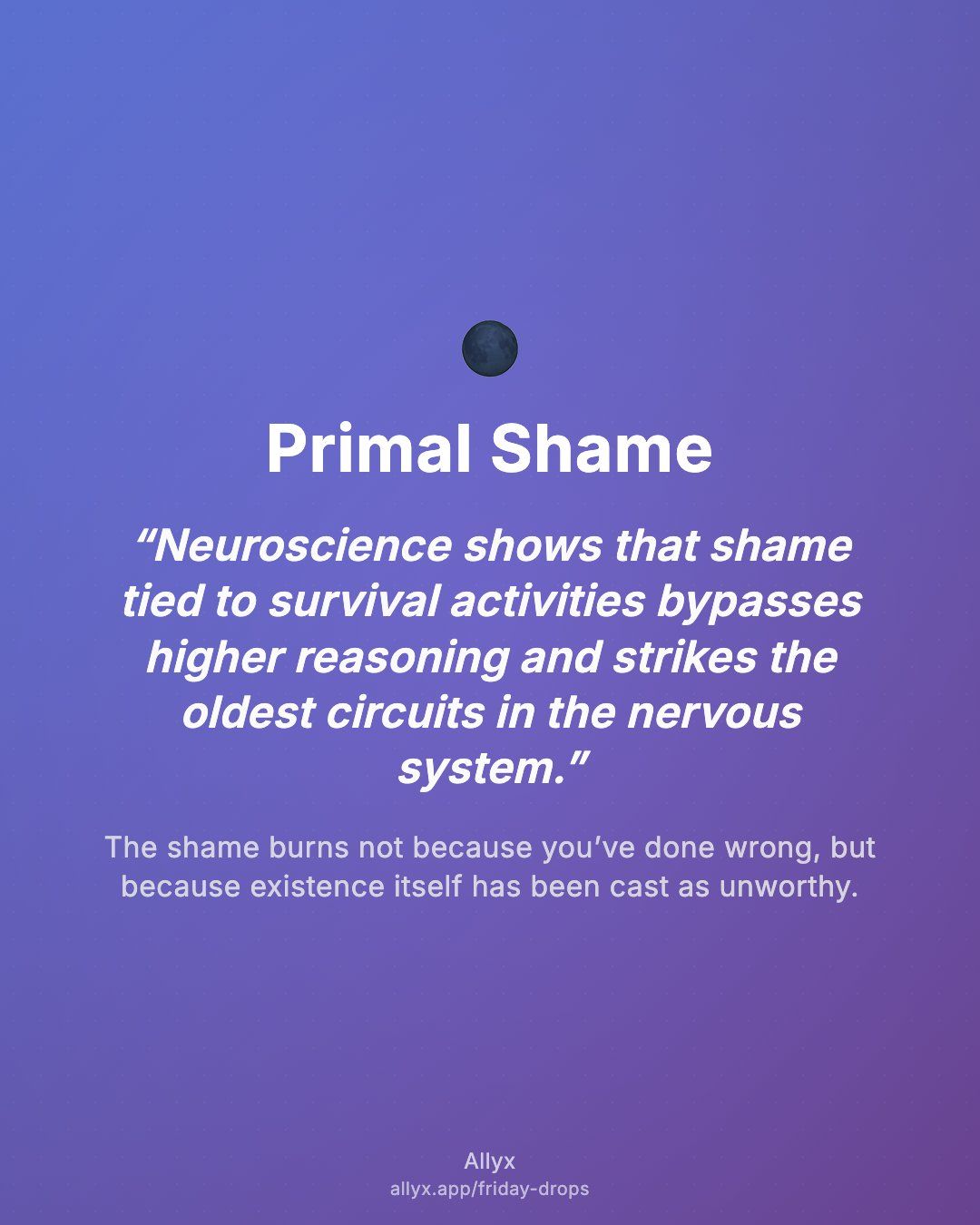 Shareable quote card for Primal Shame