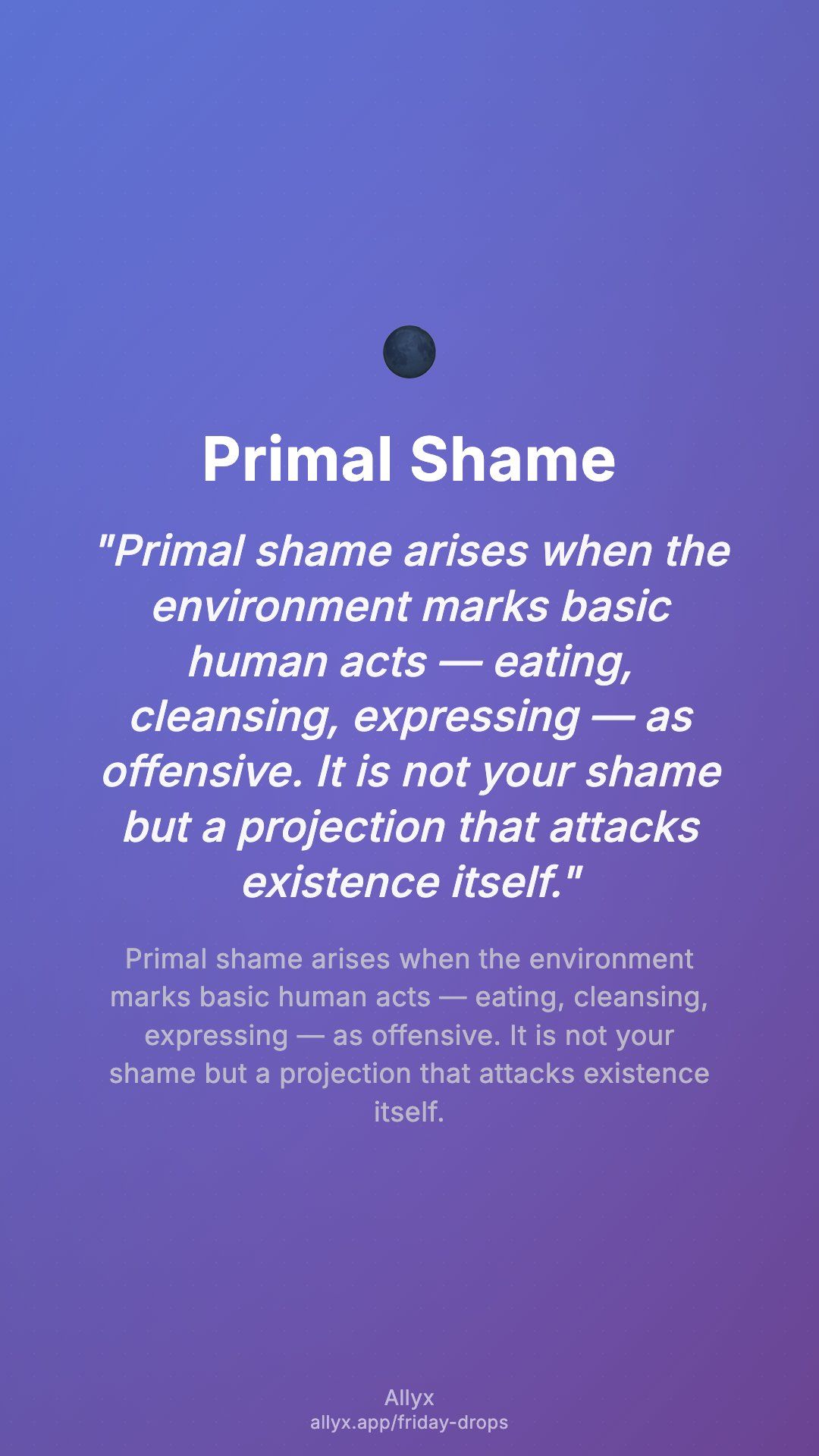 Shareable story card for Primal Shame