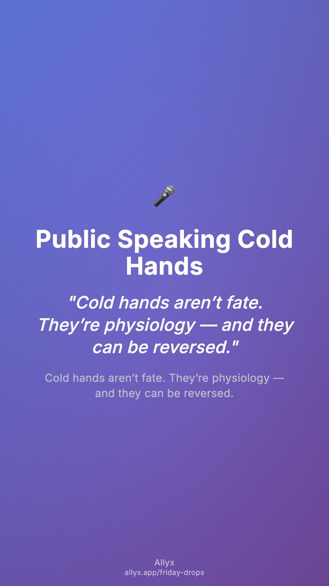 Shareable story card for Public Speaking Cold Hands