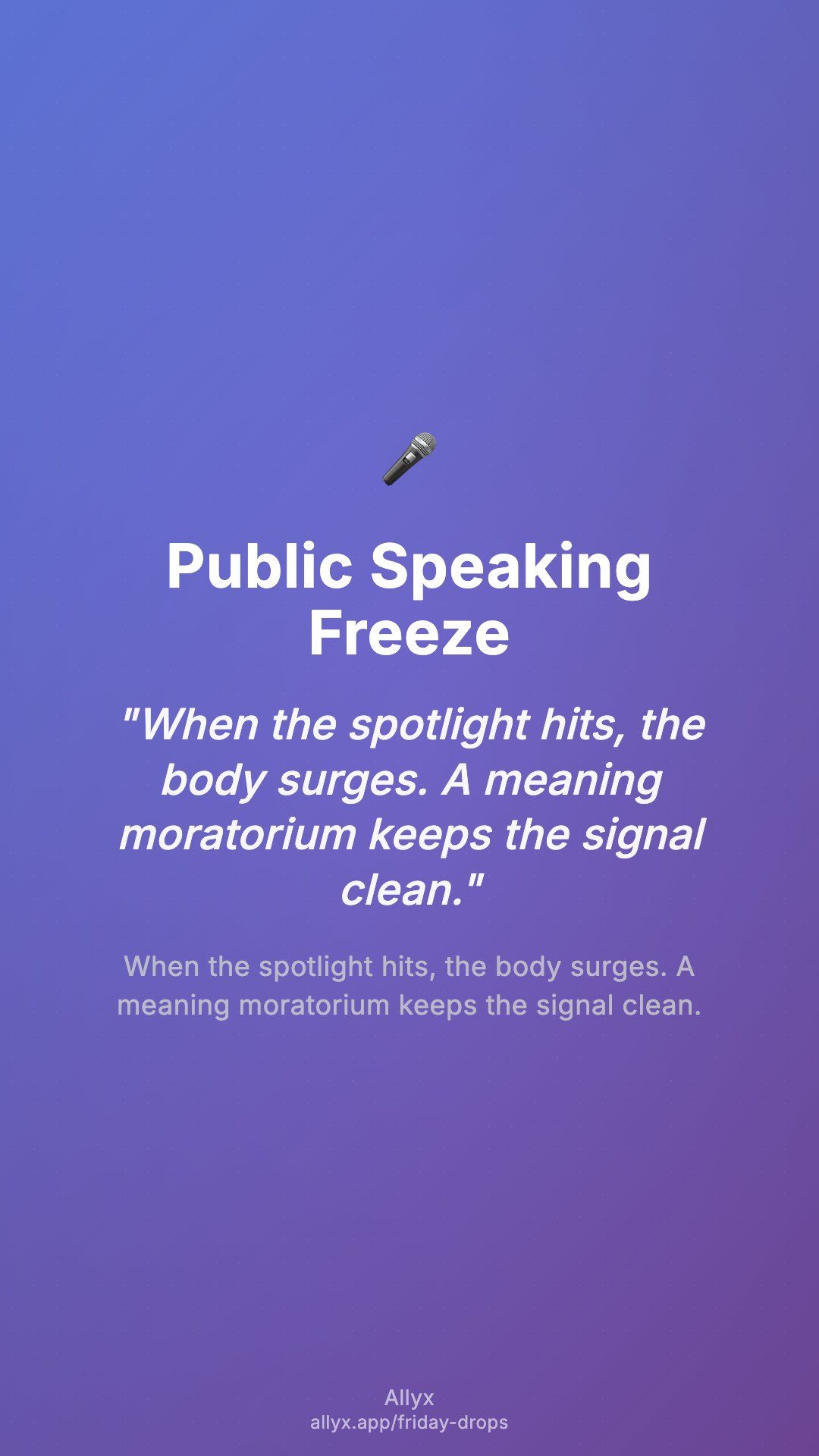 Shareable story card for Public Speaking Freeze