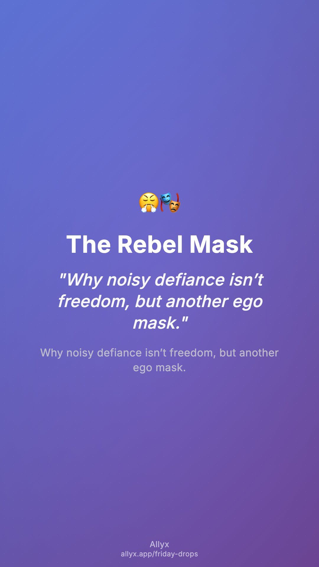 Shareable story card for The Rebel Mask