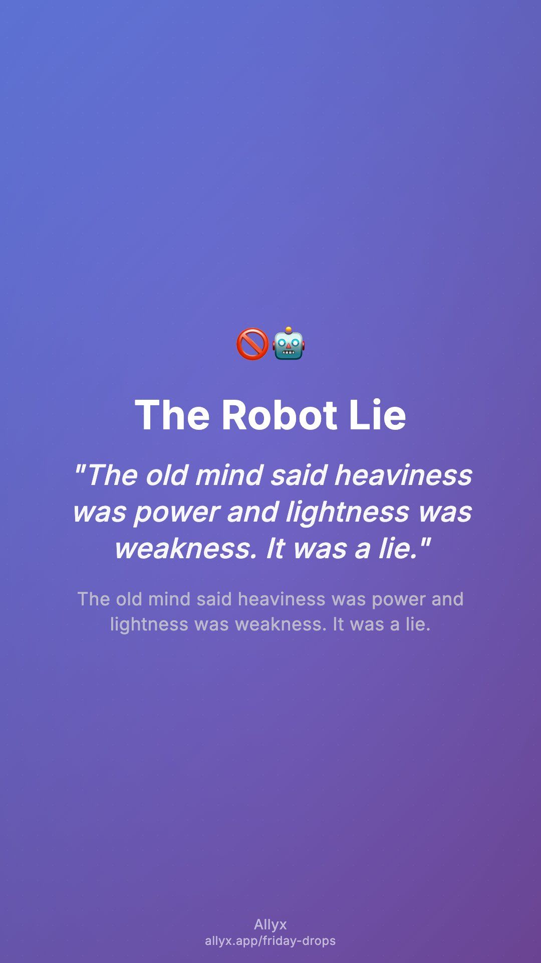 Shareable story card for The Robot Lie