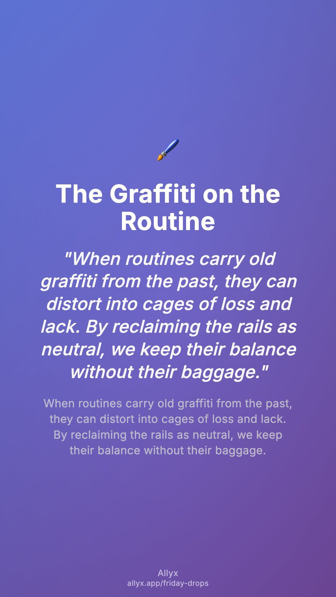 Shareable story card for The Graffiti on the Routine
