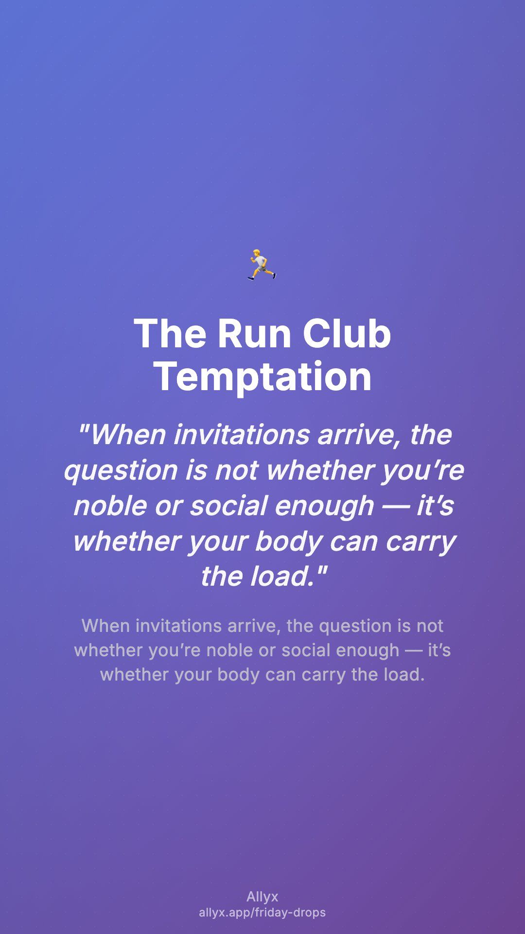 Shareable story card for The Run Club Temptation