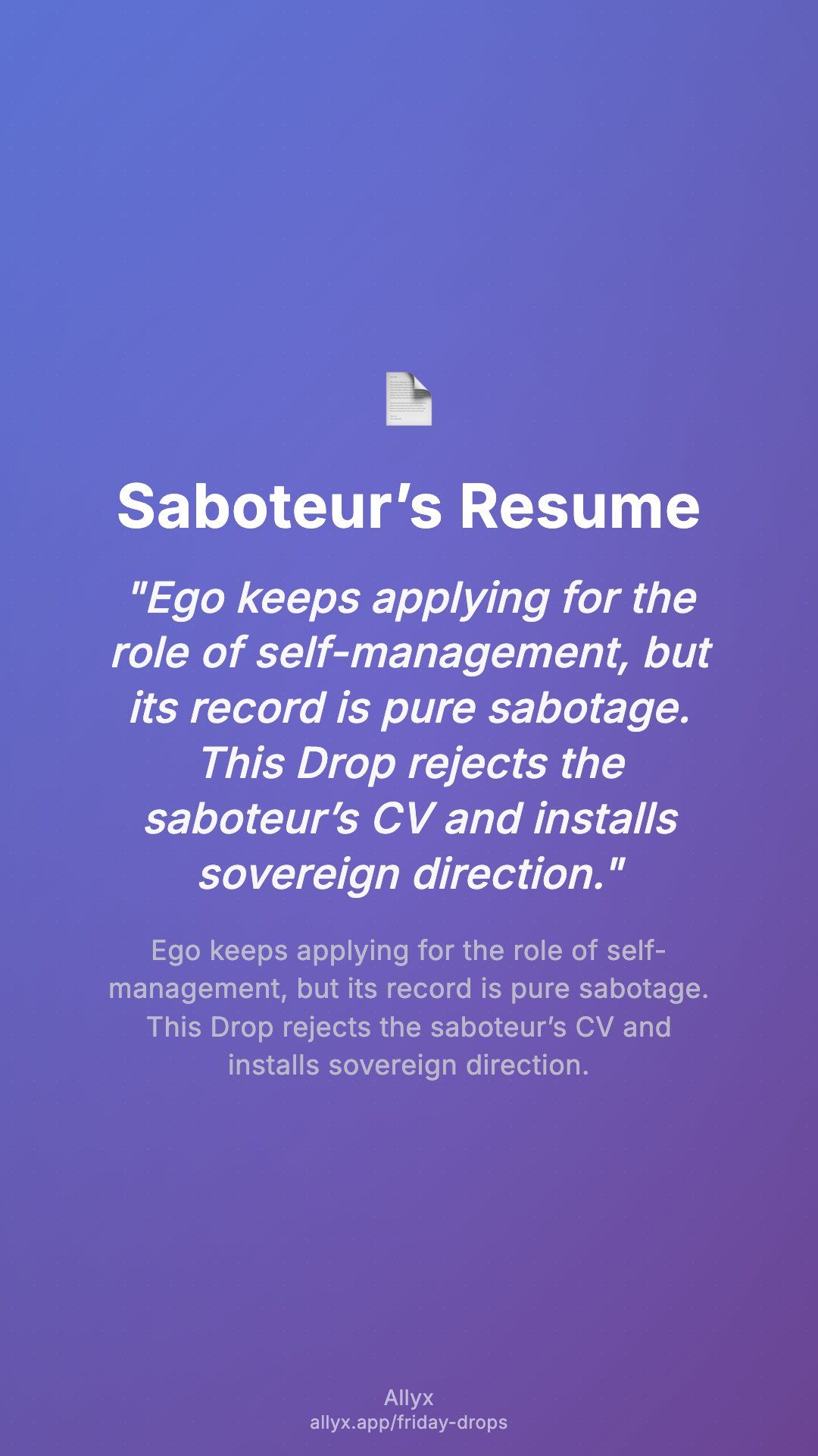 Shareable story card for Saboteur’s Resume