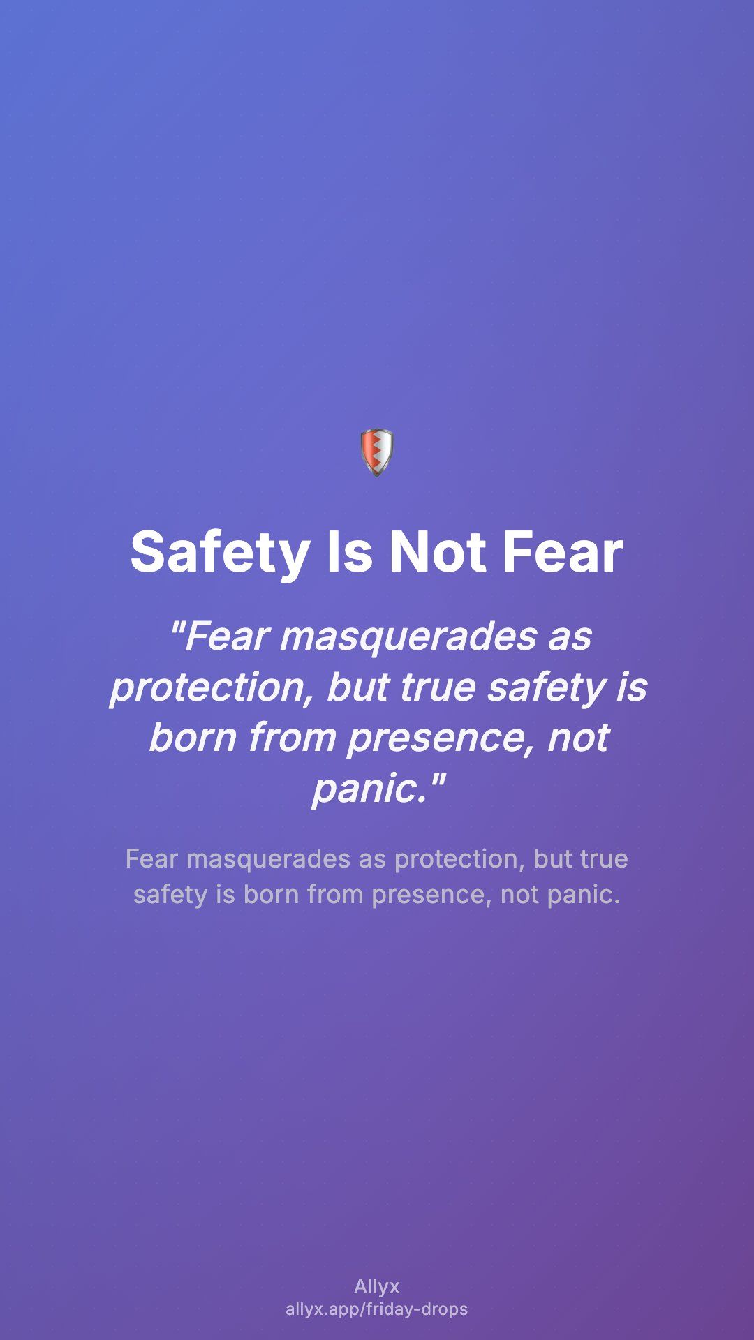 Shareable story card for Safety Is Not Fear