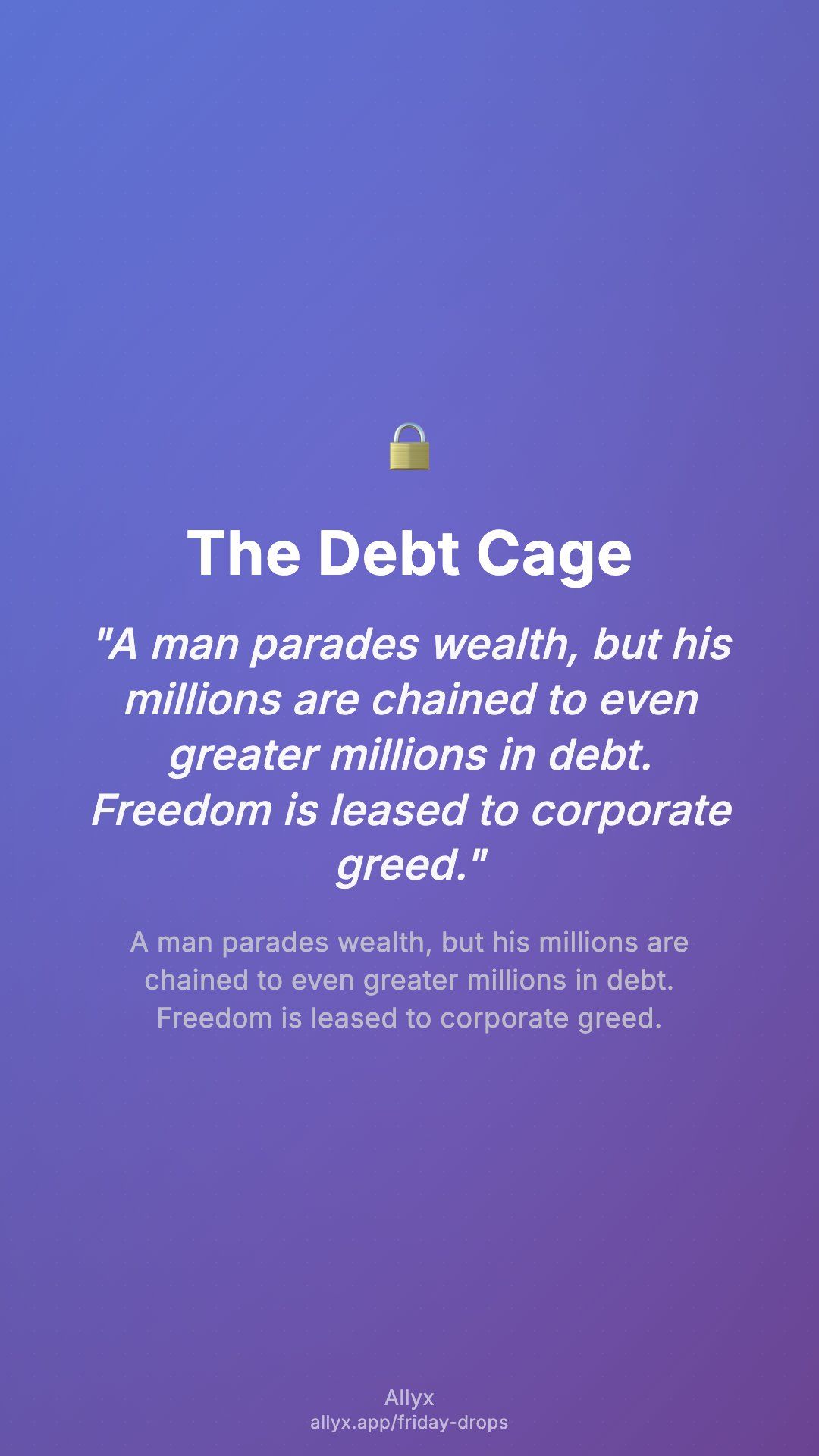 Shareable story card for The Debt Cage