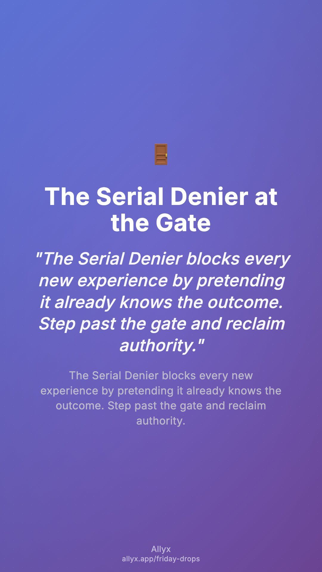 Shareable story card for The Serial Denier at the Gate