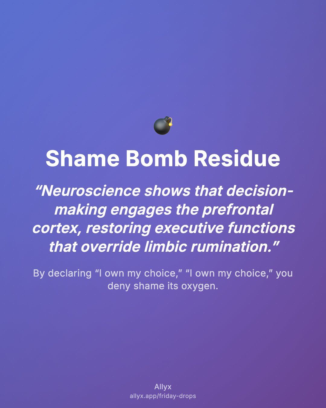 Shareable quote card for Shame Bomb Residue