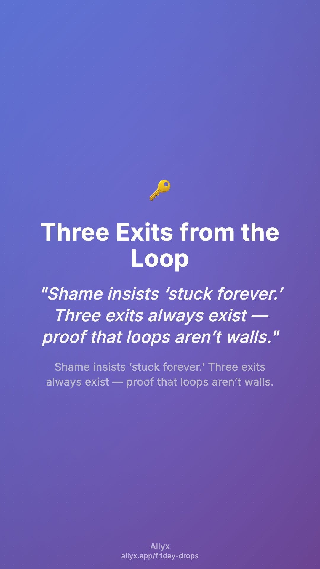 Shareable story card for Three Exits from the Loop