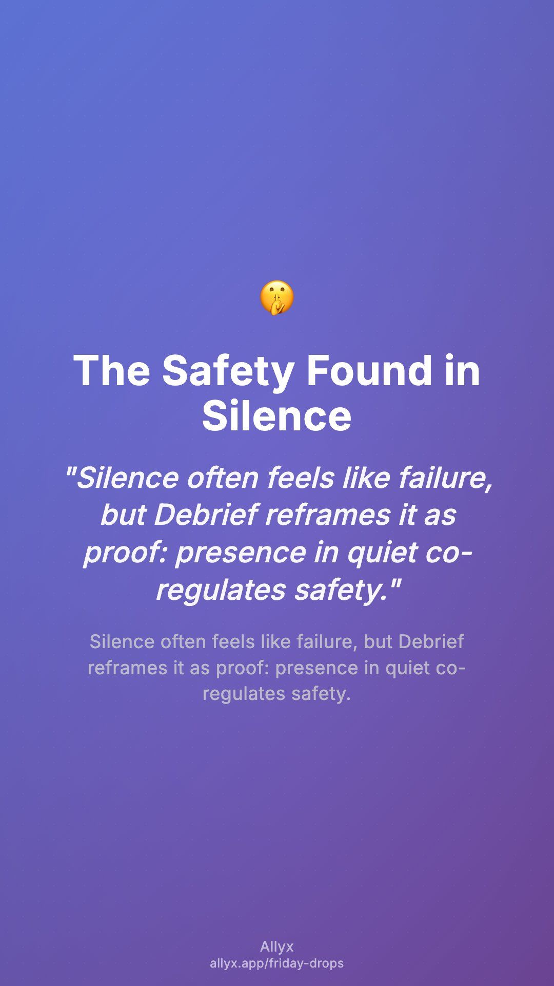 Shareable story card for The Safety Found in Silence