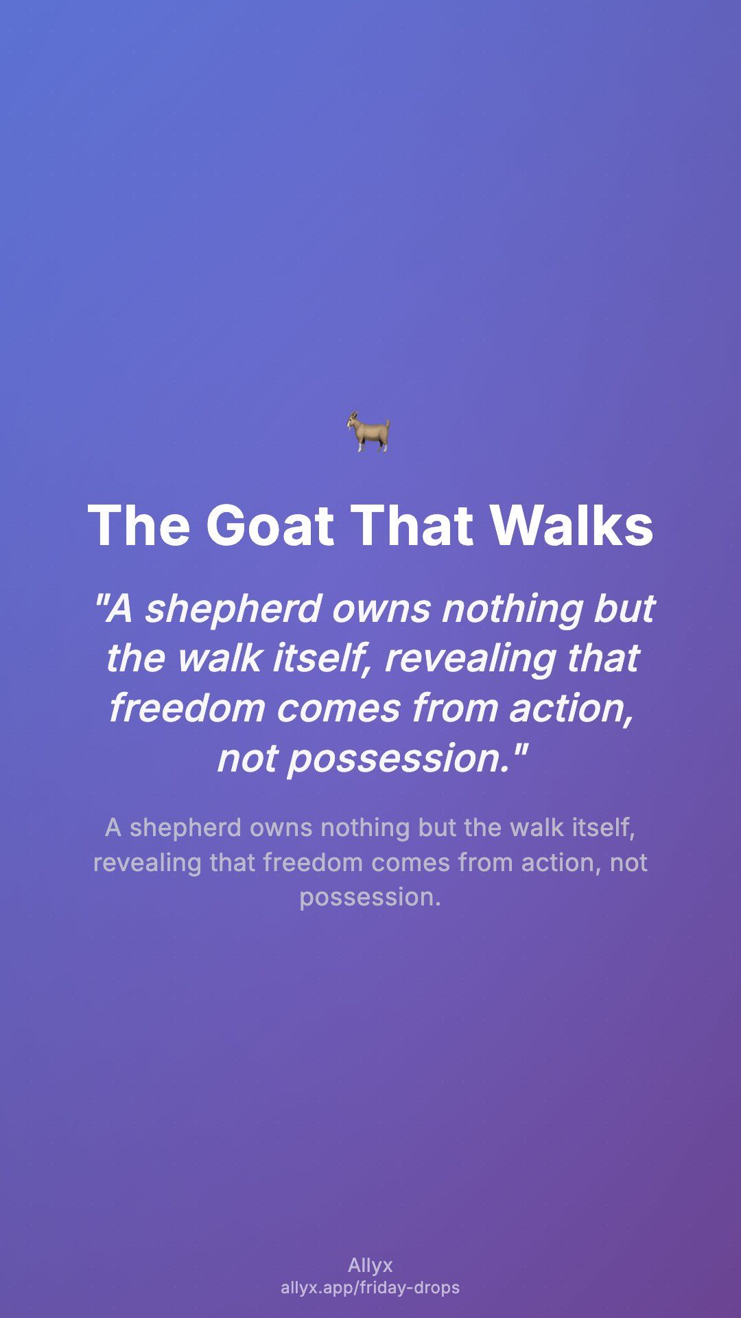 Shareable story card for The Goat That Walks