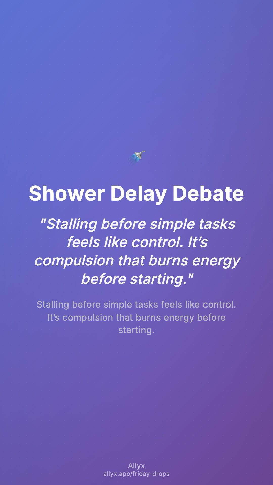 Shareable story card for Shower Delay Debate