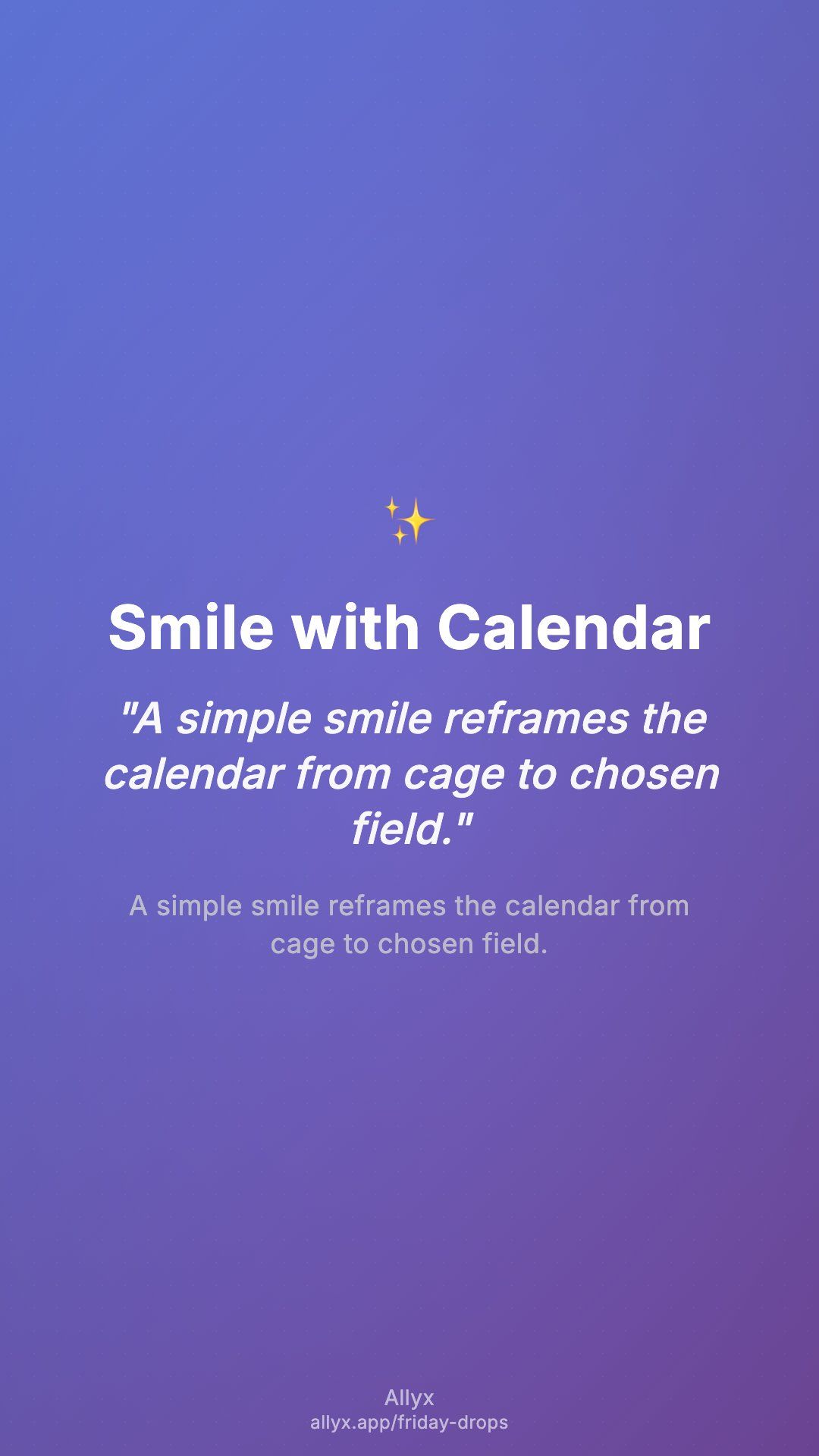 Shareable story card for Smile with Calendar
