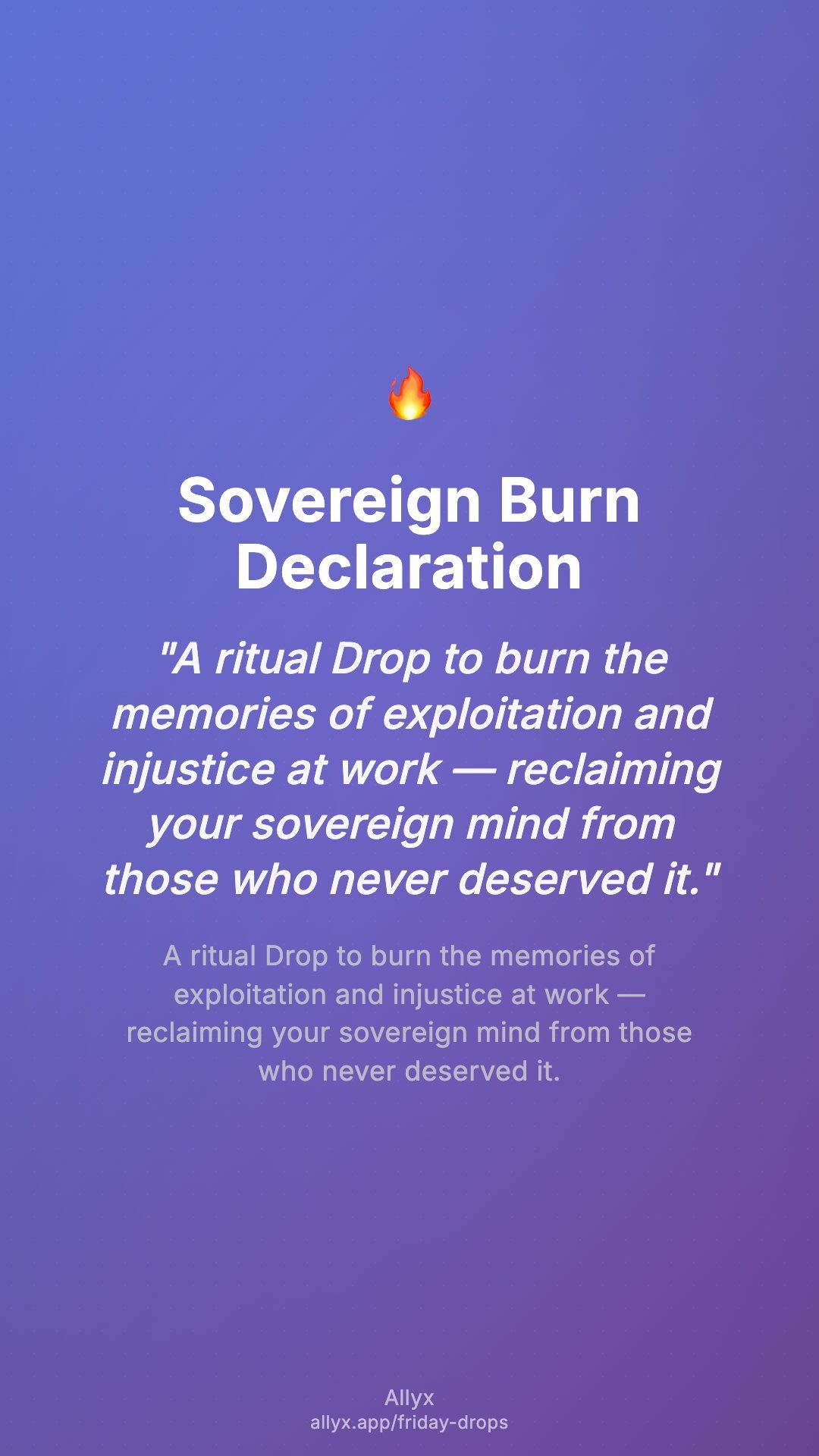 Shareable story card for Sovereign Burn Declaration
