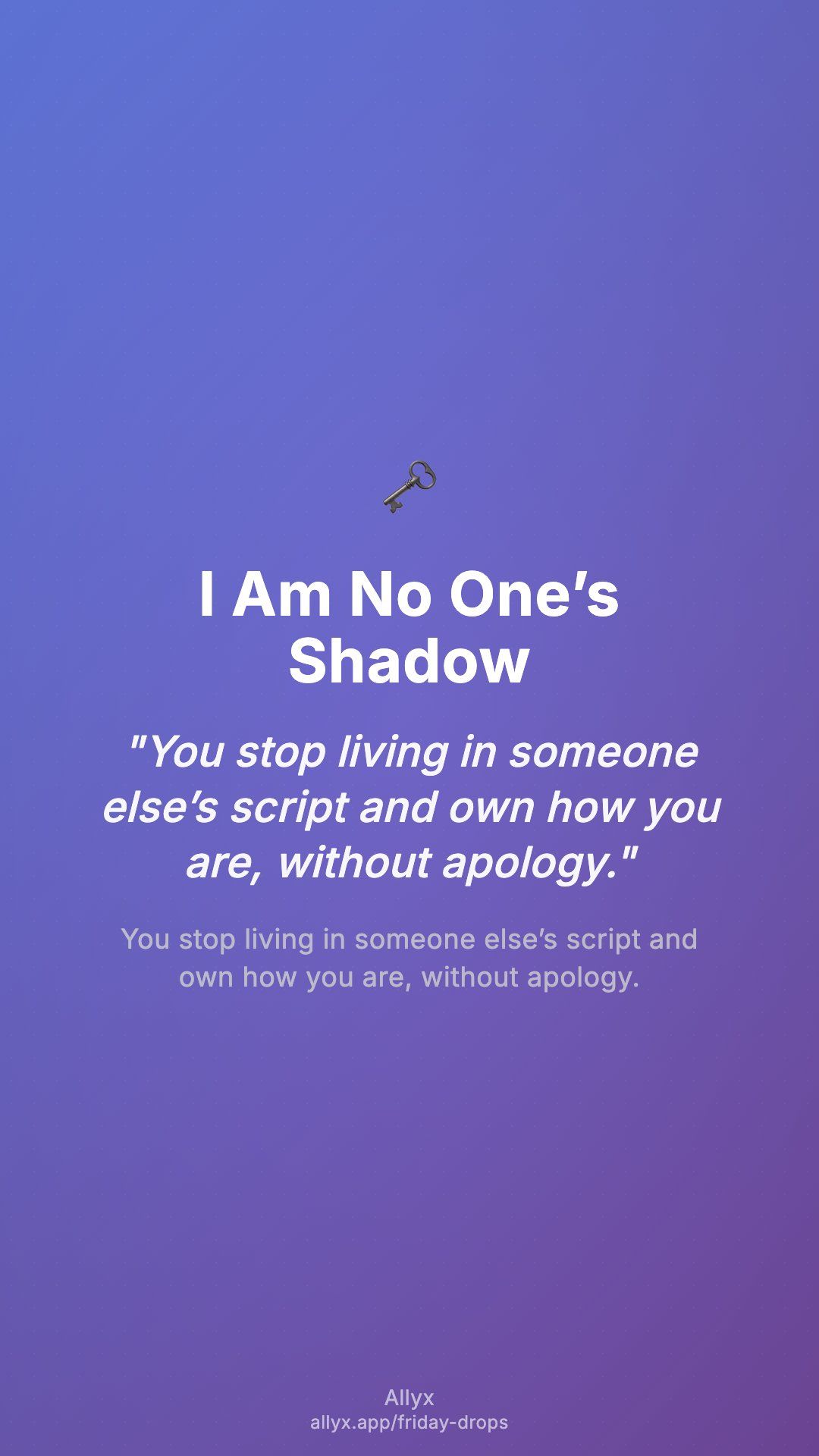 Shareable story card for I Am No One’s Shadow