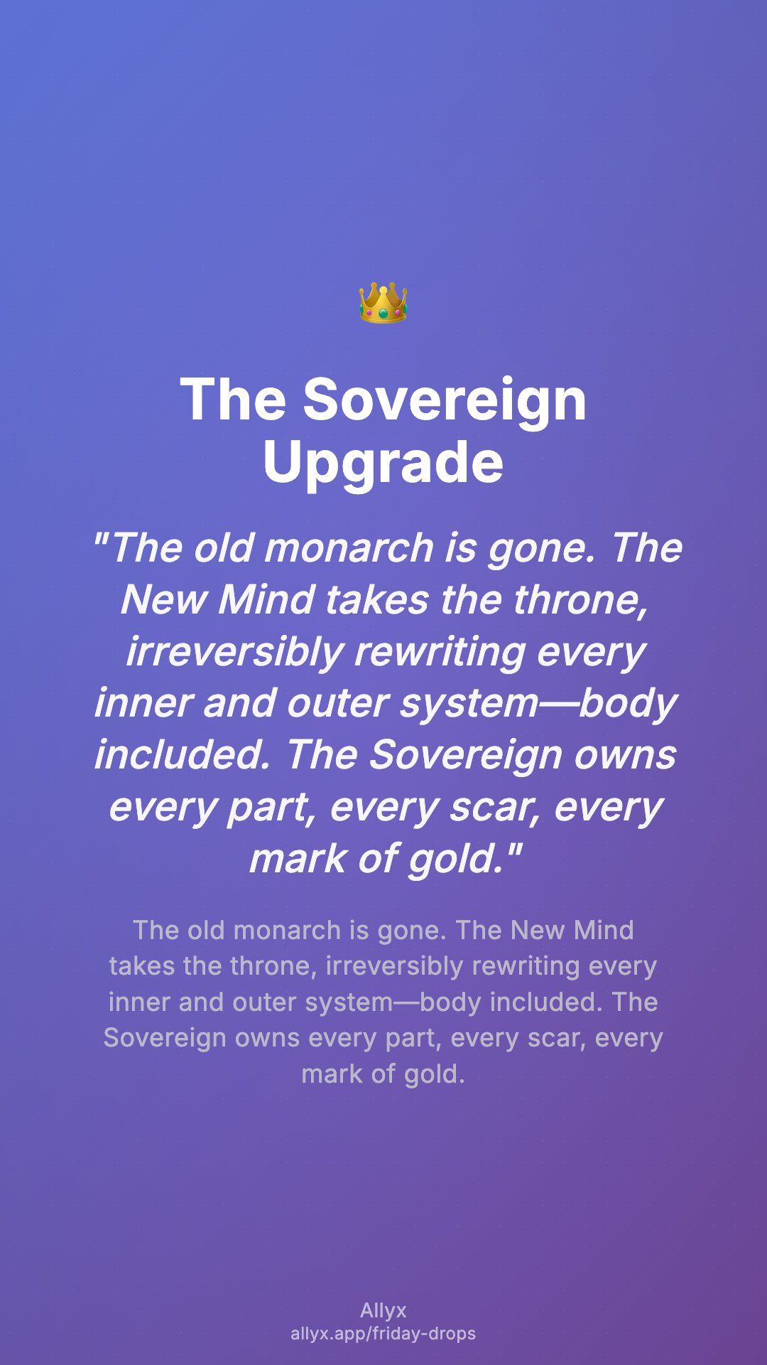 Shareable story card for The Sovereign Upgrade