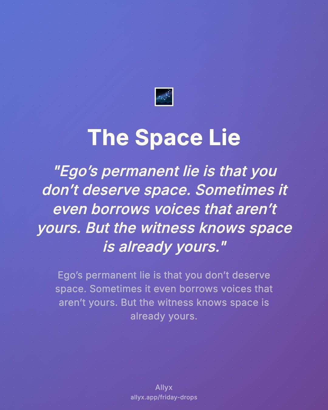 Shareable quote card for The Space Lie
