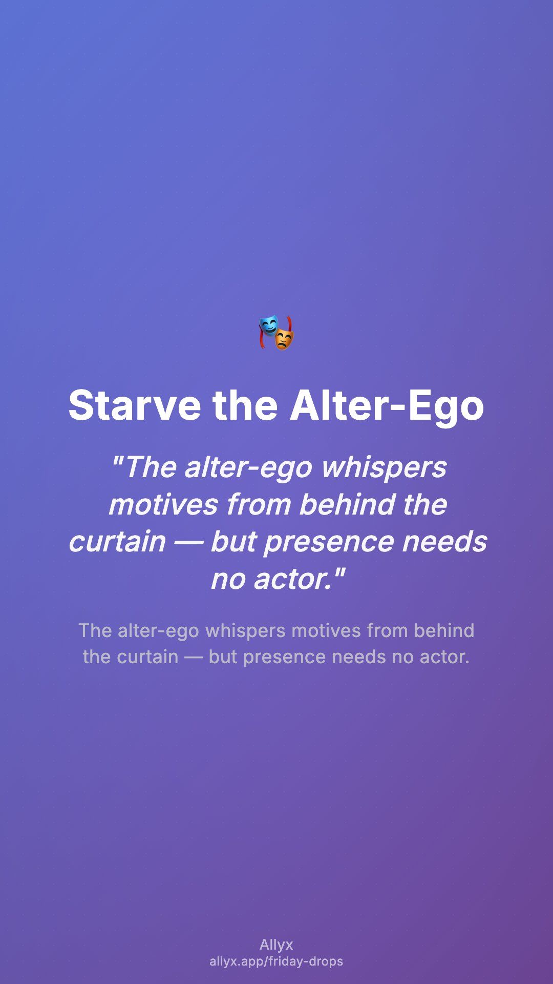 Shareable story card for Starve the Alter-Ego